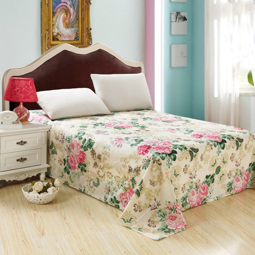 pure cotton double sheets/Cotton bad sheet printed flower-V 250x230cm(98x91inch)