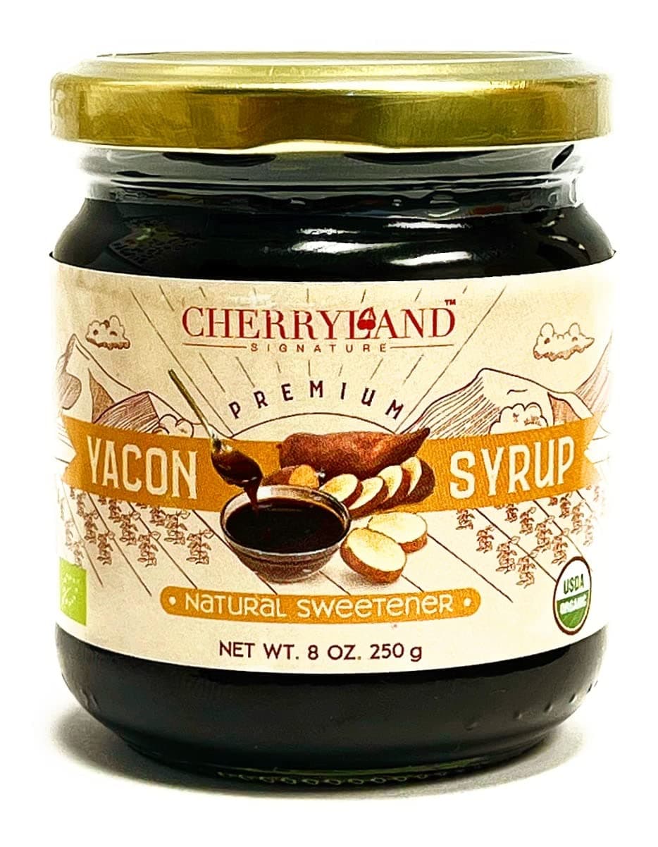 Organic Yacon Syrup (1 jar 250g)| Natural Sweetener Rich in Antioxidants, Vitamins, Prebiotics | More than 30% of fiber soluble and fructooligosaccharides | Low Glycemic Index, Low Calorie, Boosts Metabolism | USDA Organic by : CHERRYLAND SIGNATURE (1 Pack) (1 Jar)