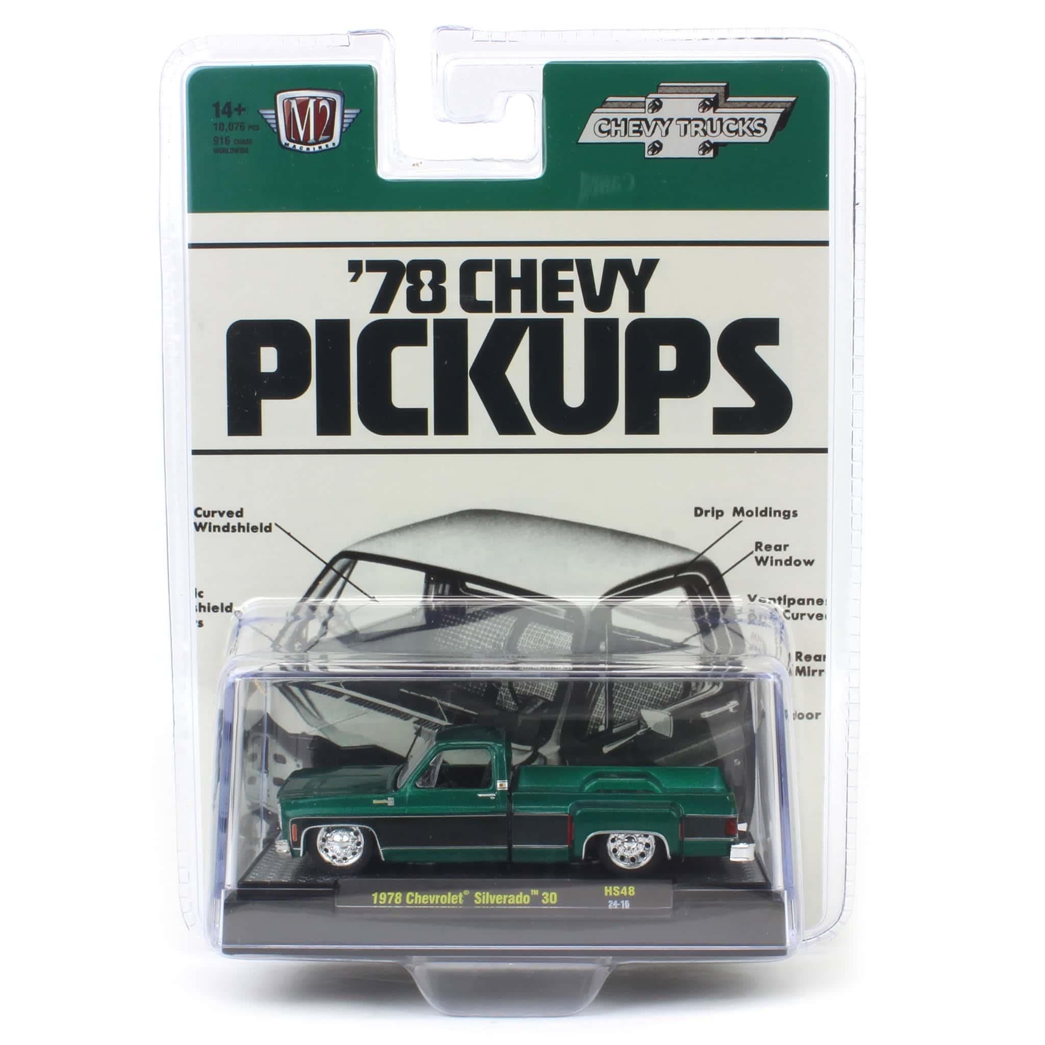 M2 Machines Hobby Exclusive 1/64 Scale Diecast 31500-HS48 1978 Chevy Silverado 30 Metallic Green