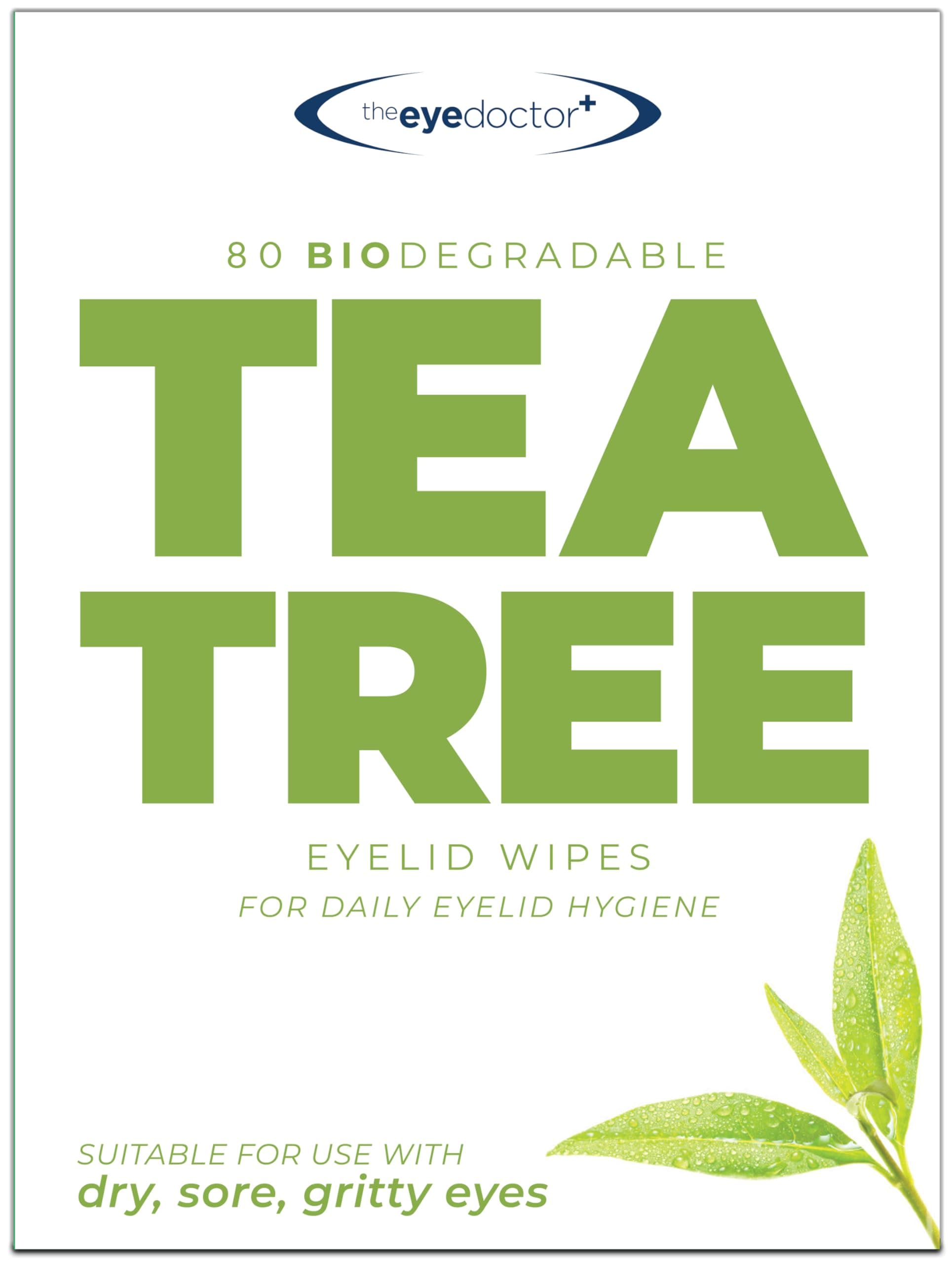Tea Tree Oil Eyelid Wipes - 80 x Single Use Eye Cleaning Wipes for Daily Lid Care - Individual Preservative Free Sensitive Eye Cleaner - Soothes Cleans and Refreshes