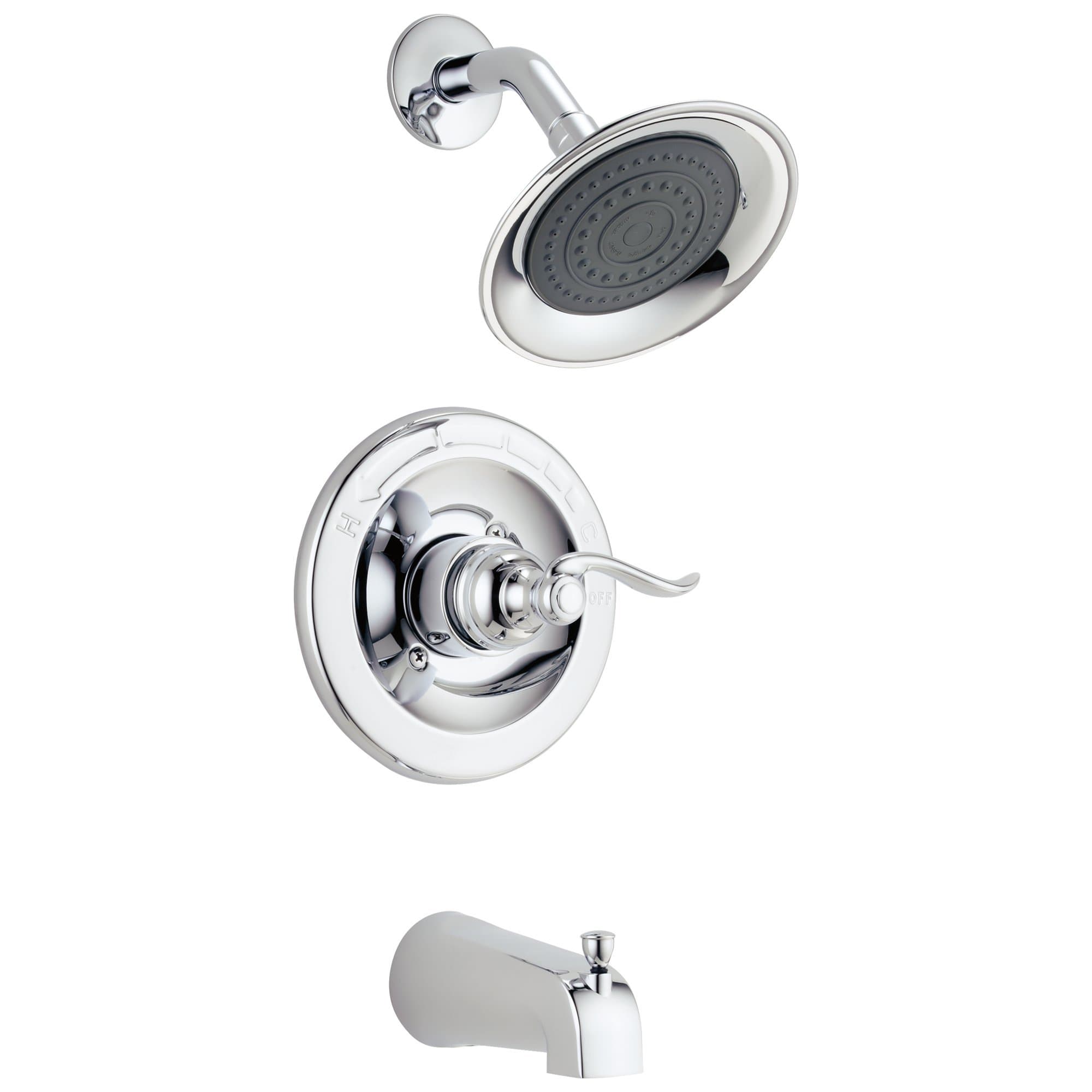 Delta Windemere 14 Series Bathtub and Shower Faucet Set, Chrome Shower Head and Handle Set, Valve Trim Kit, Chrome BT14496 (Valve Not Included)