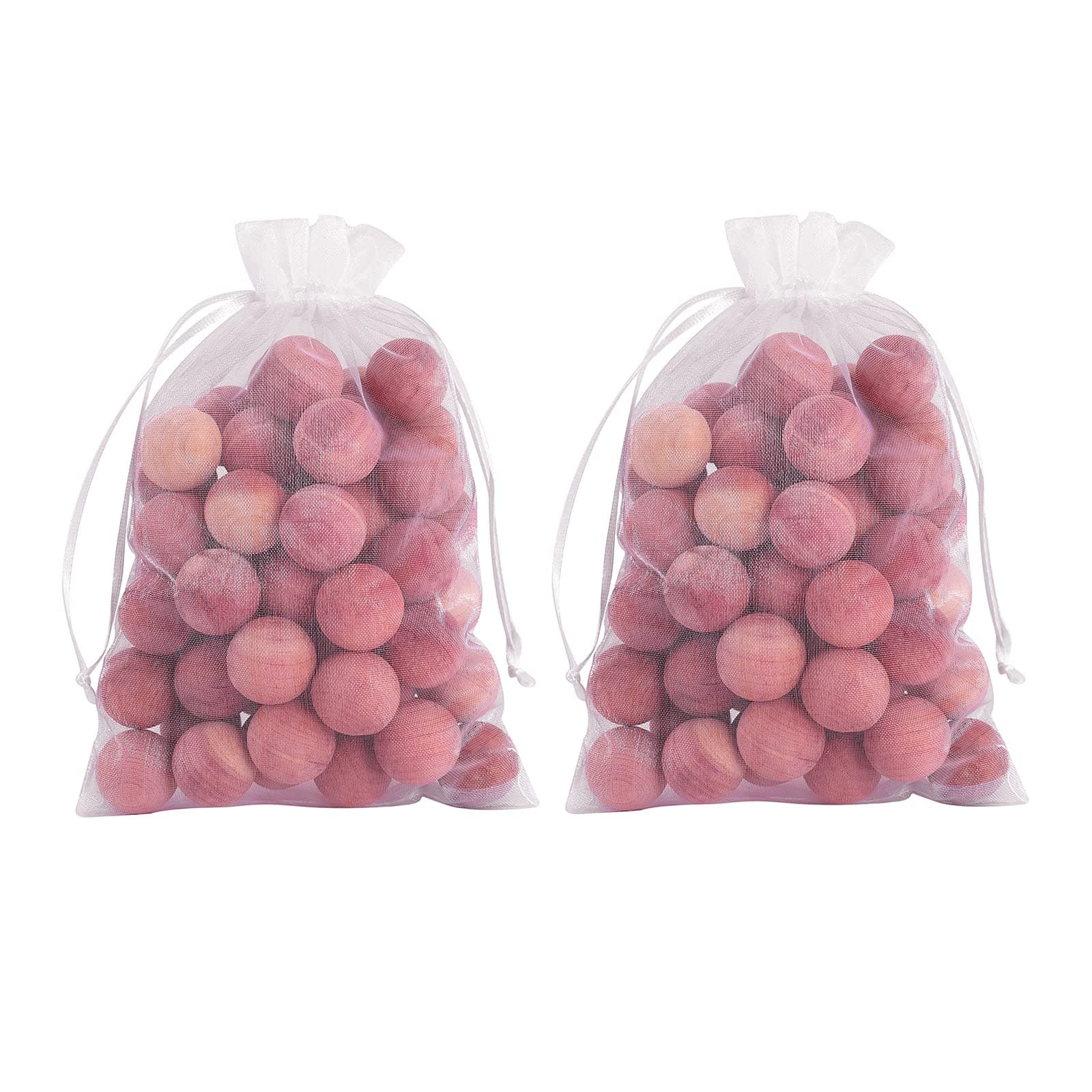 Cedar Balls for Closets and Drawers, Red Cedar Balls for Clothes Storage 60PCs with 2 Satin Bags