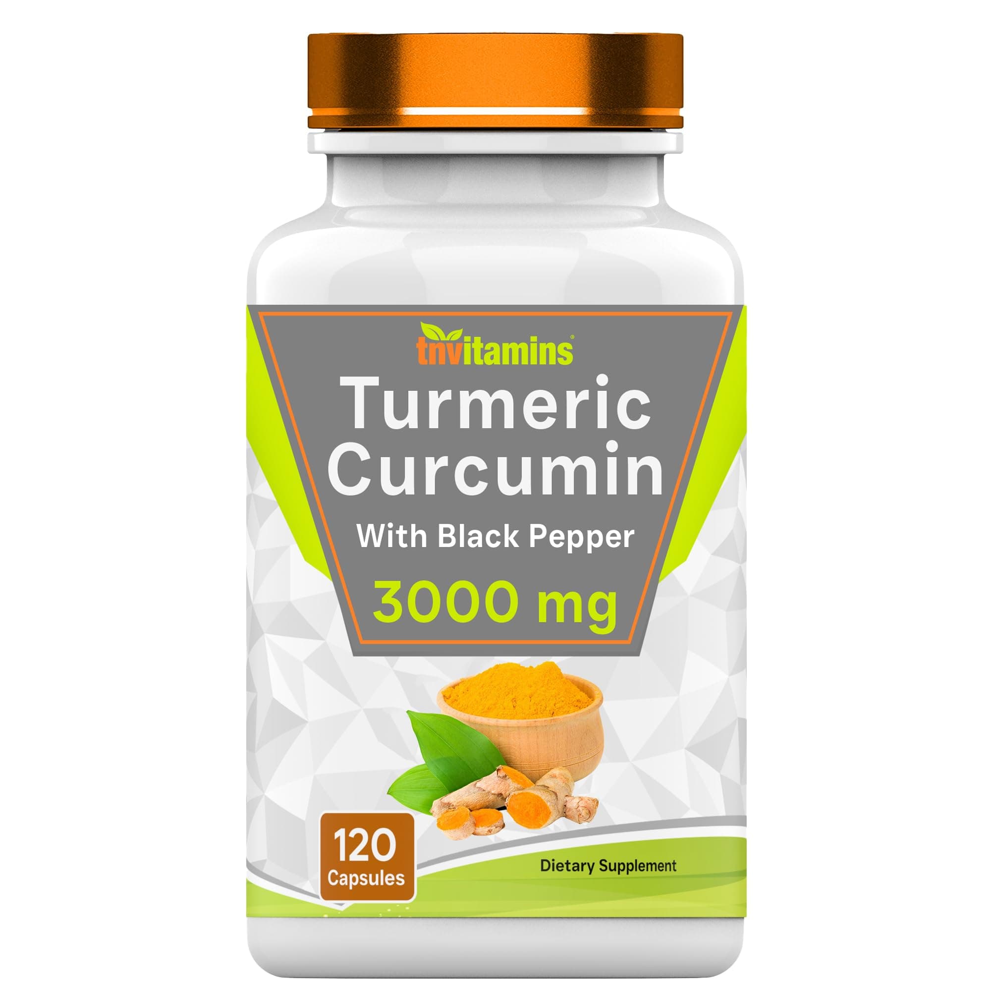 Turmeric Curcumin Capsules with Black Pepper | 3000 MG - 120 Capsules | Extra Strength Golden Turmeric Curcumin Supplement | Non-GMO | Produced in The USA