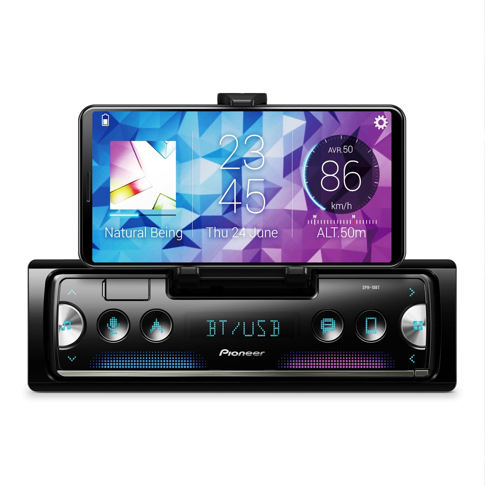 Pioneer SPH-10BT 1-DIN Car In-Dash Bluetooth Digital Media Smartphone Receiver