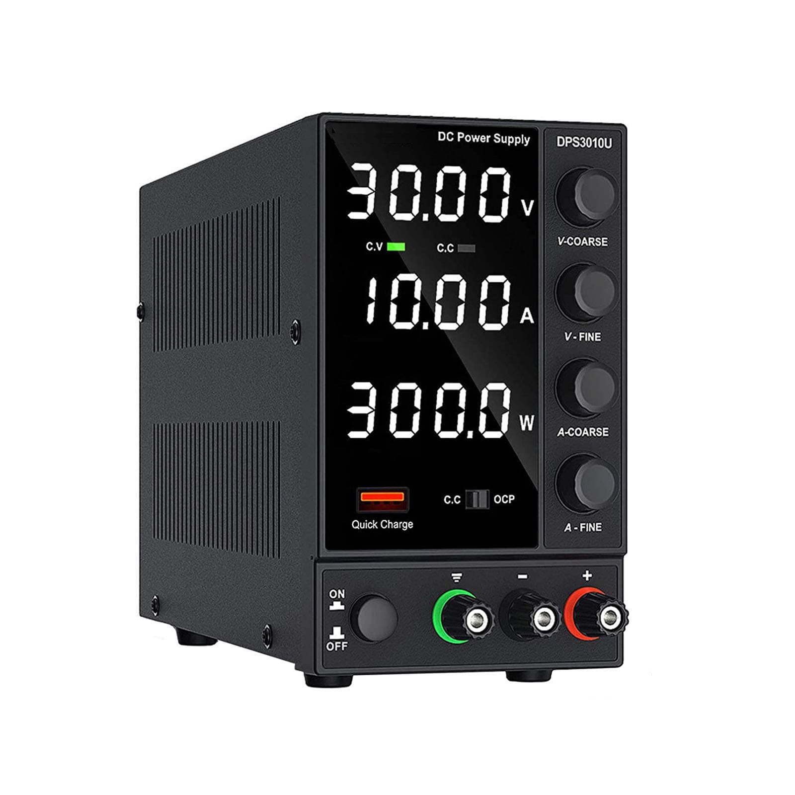 DC Power Supply Variable, YEESON 0-30V 0-10A Switching DC Power Supply 4 Digits Display LED High Precision, USB Quick-Charge Interface, Alligator Clips for Lab Equipment, DIY Tool, Repair