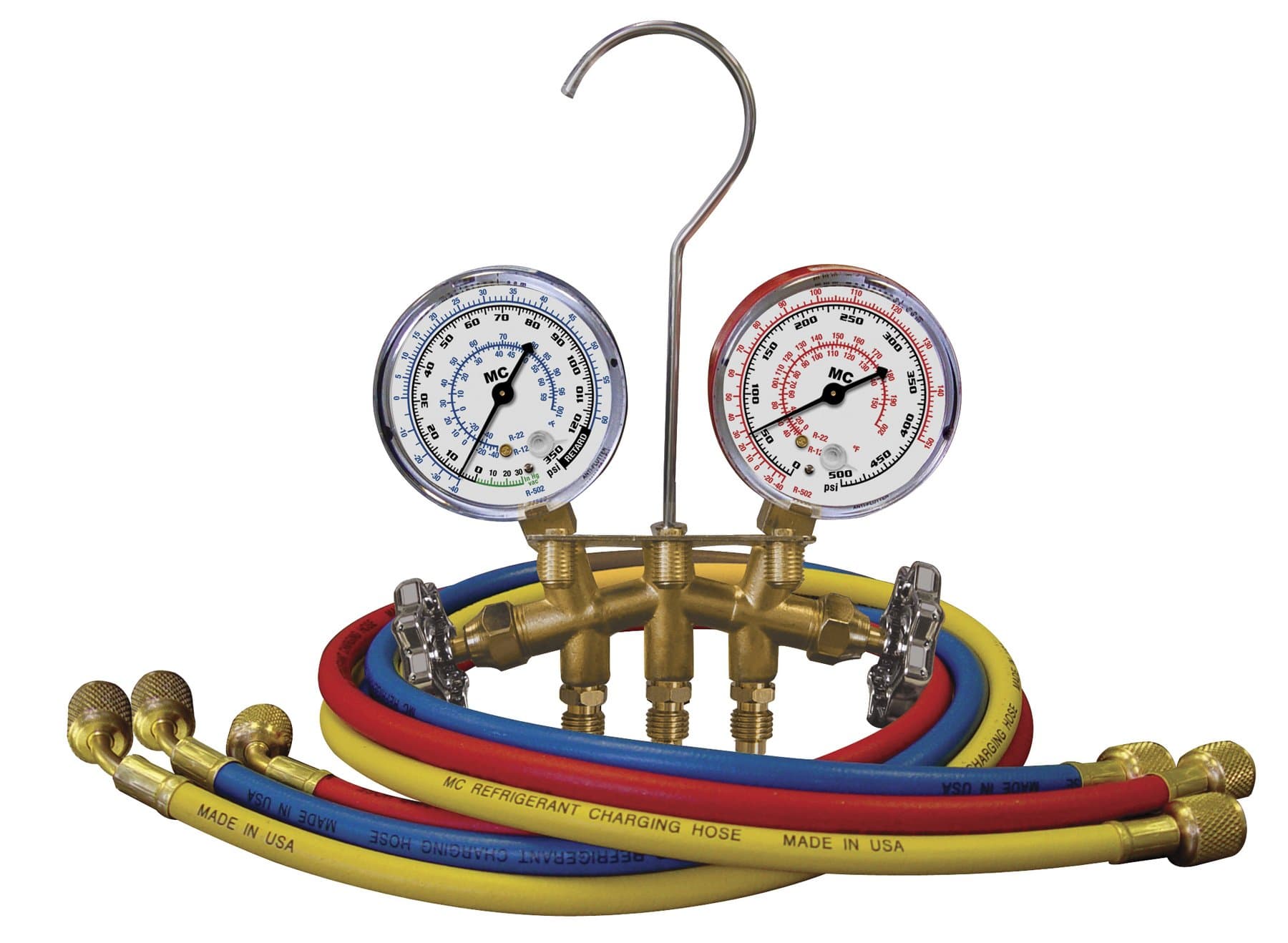 Mastercool(33661 Brass HVAC Gauge Set for R12/R22/R502 Refrigerant