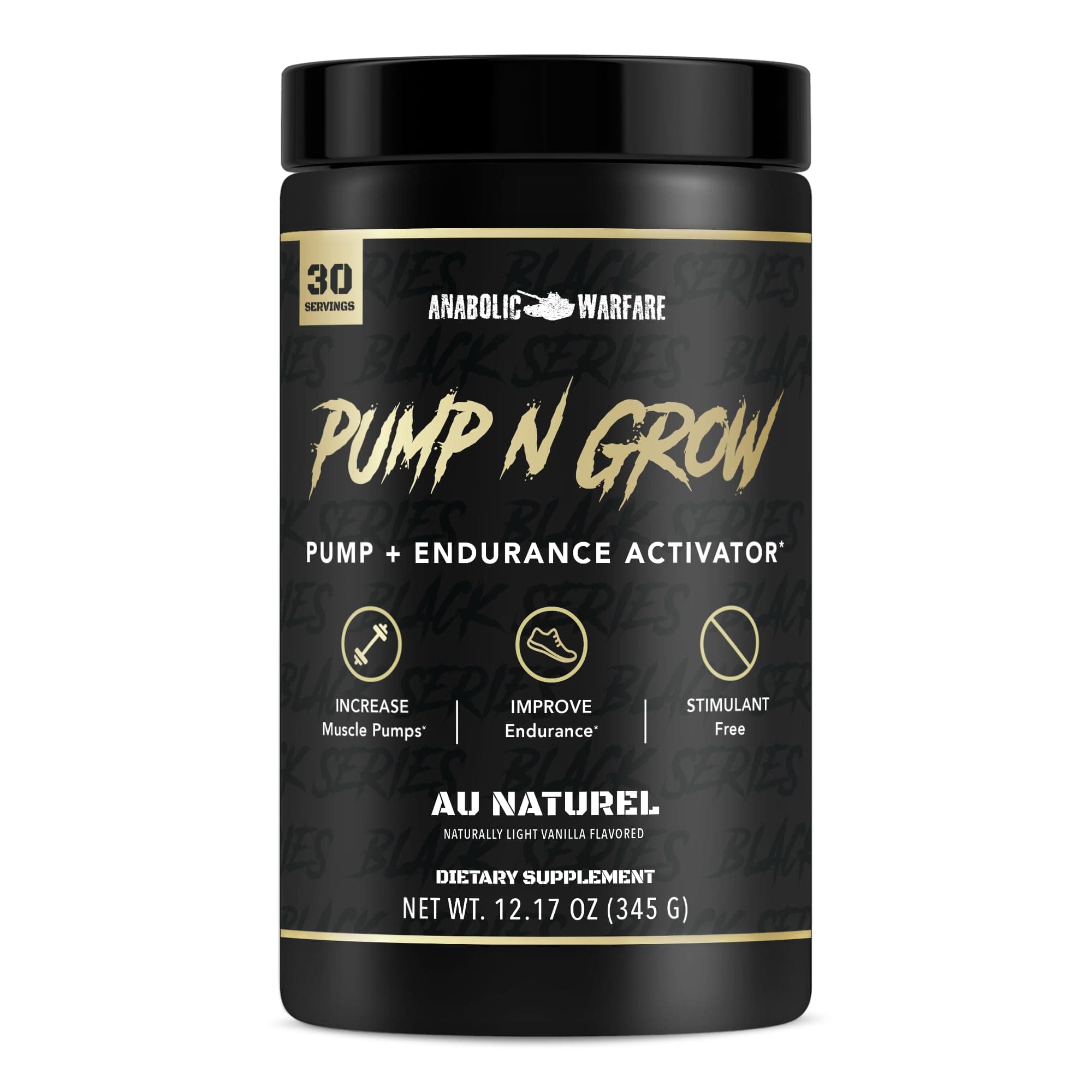 Anabolic Warfare Title: Pump-N-Grow Muscle Pump and Nitric Oxide Boosting Supplement * - Caffeine Free Pre Workout with L-Citrulline, L-Arginine, Beta-Alanine (Au Naturel – 30 Servings)