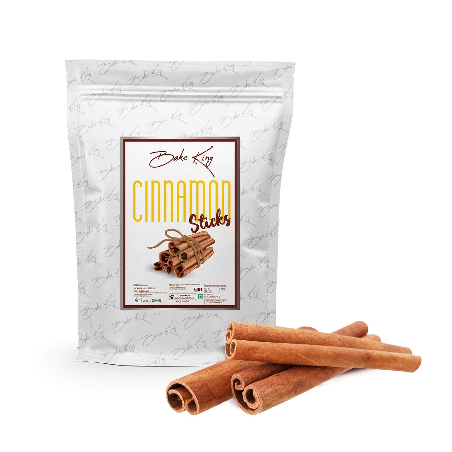BAKE KING 100% Organic & Premium Cinnamon Sticks 100gm ( Cassia Cinnamon / Dalchini Sticks ) Flavorful for Cooking, Natural Immunity Booster, Good for Weight Loss