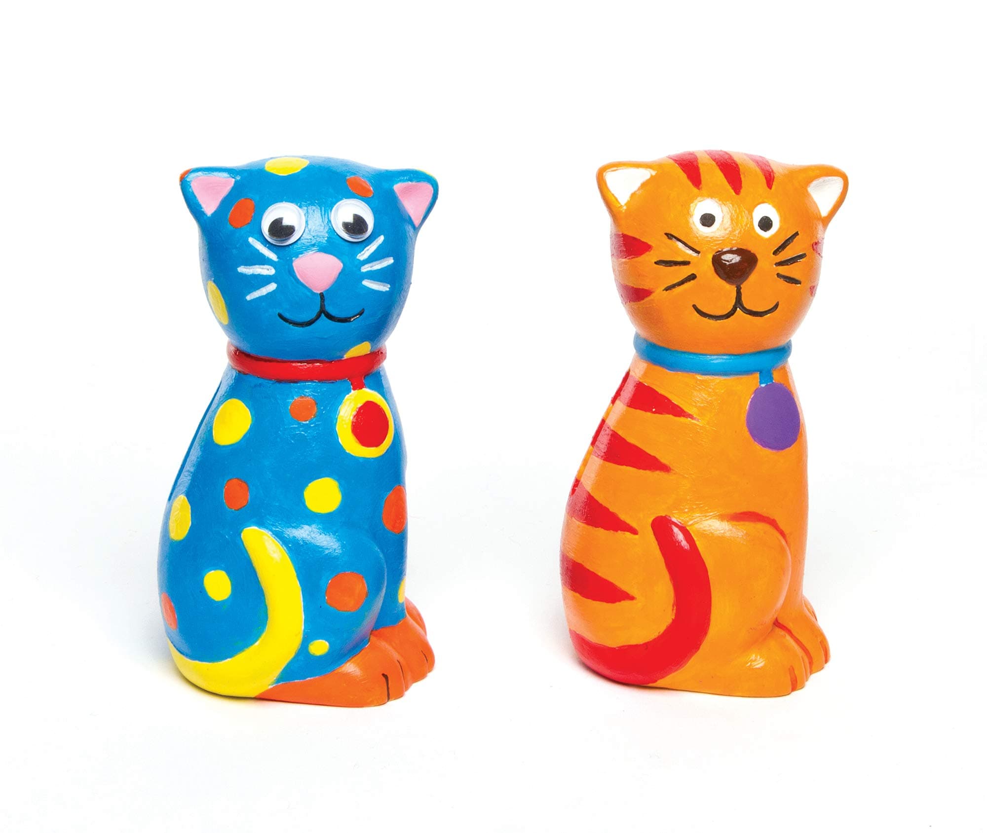 Baker Ross-AG761 Ceramic Cat Coin Banks, Piggy Banks For Kids To Paint, Decorate and Display (Pack of 2),Assorted