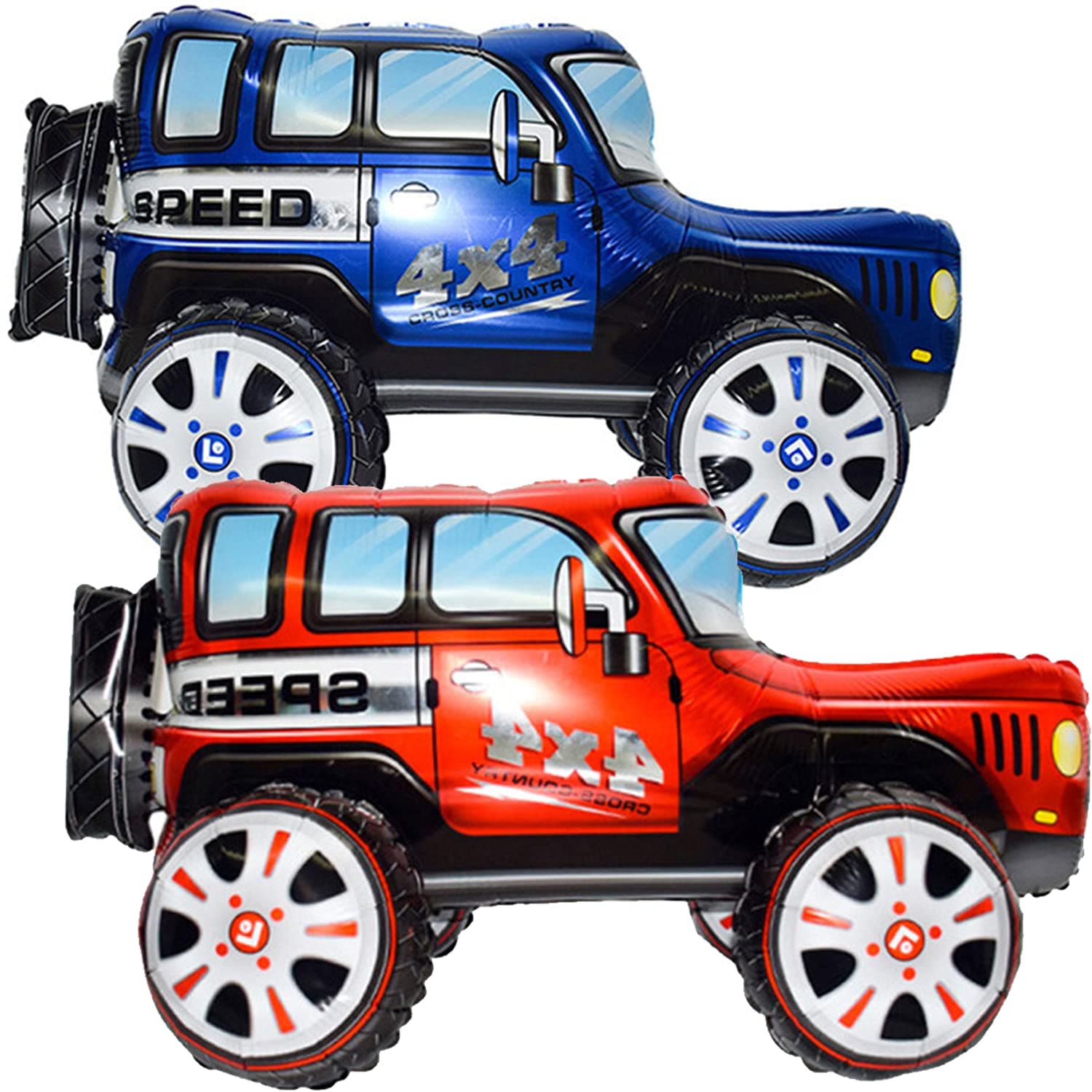 Firot 2 Vehicles 25.5 inch Large 4D Car Foil Balloon Off Road Racing Car Toy Balloon Children Gifts Boys Birthday Party Decorations Kids Toys Party Supplies Cute Baby Shower Decorations