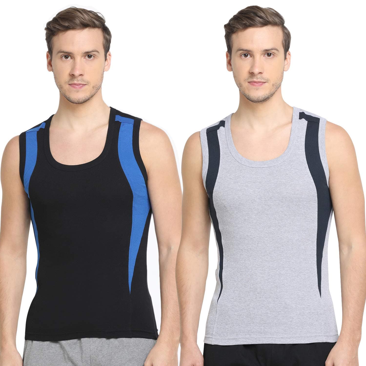 Dixcy Scott Originals Men 100% Combed Cotton Slim Fit Gym Vest (Pack of 2)