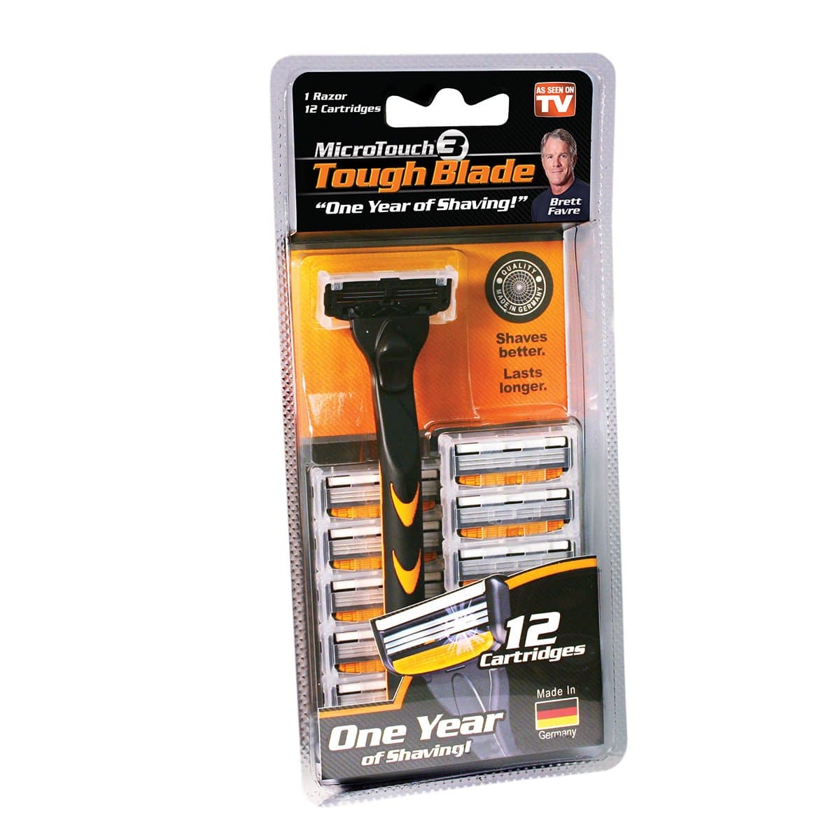 MicroTouch TOUGH BLADE, Triple-Blade Razor with 12 Refill Cartridges