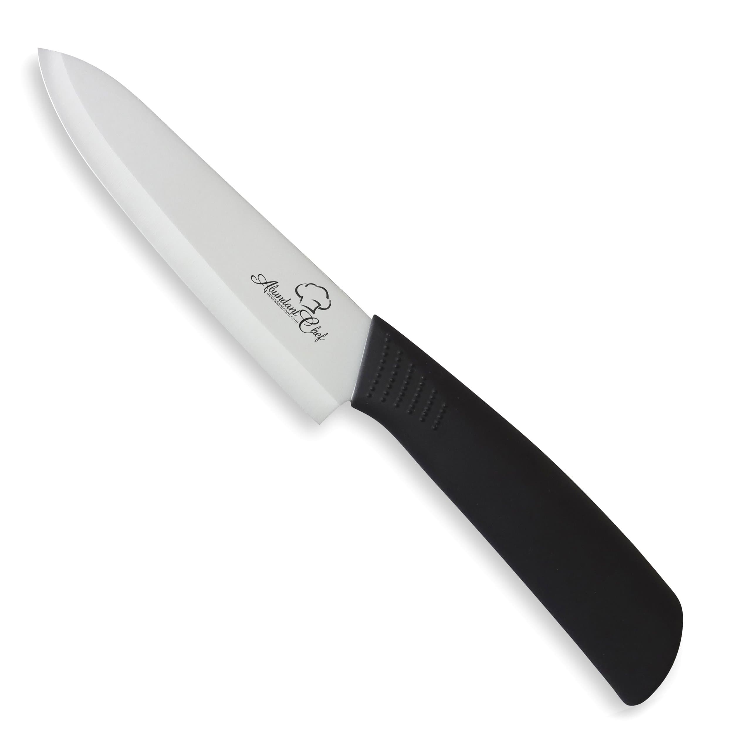 Abundant Chef (TM) Premium 6 Inch Ceramic Cutlery Chef's Knife Black Handle White Blade