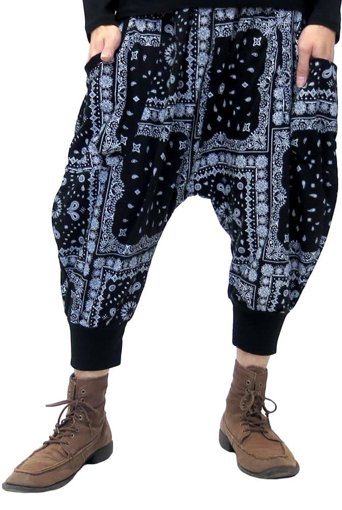 Repezeen Men's Harem Pants Sarouel Drop Crotch Jogger Pants