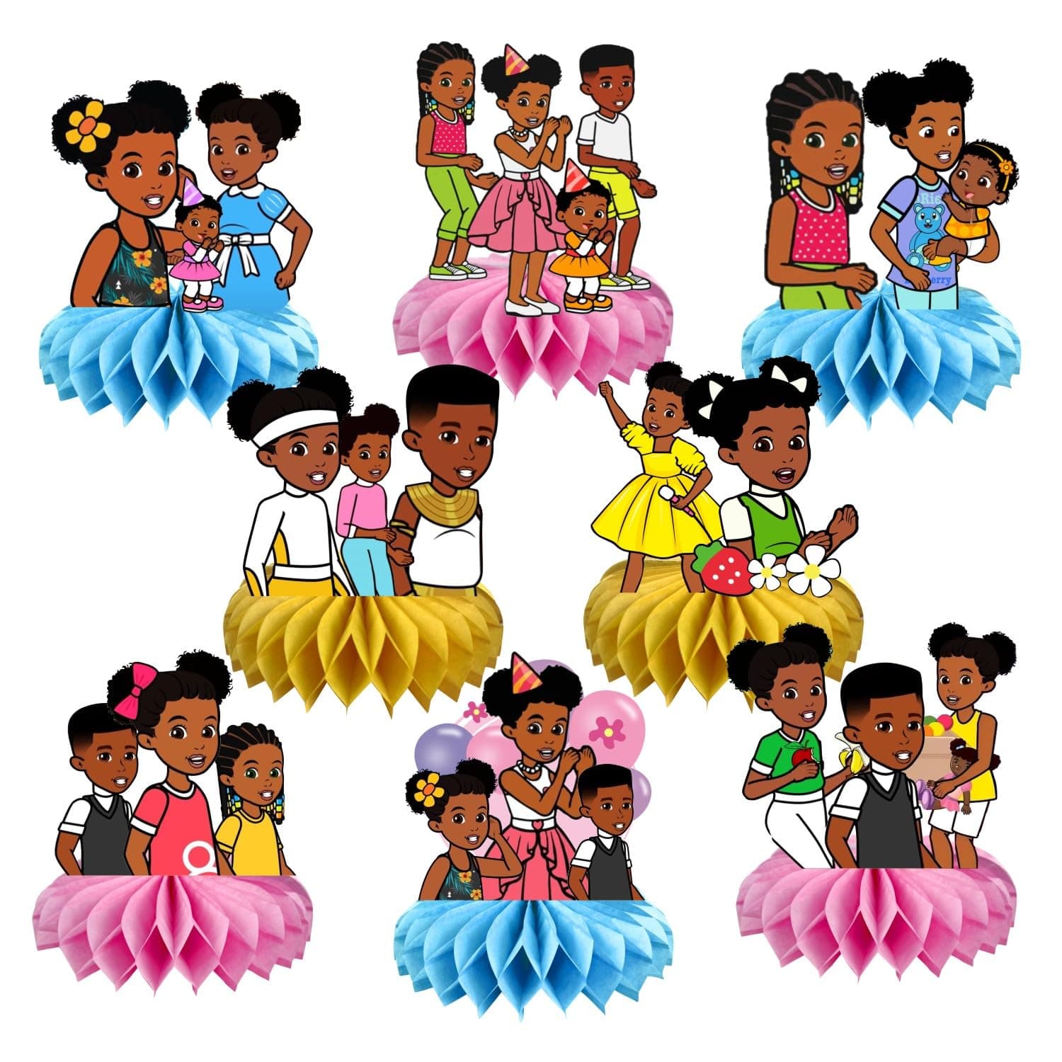 8Pcs Gracies Corner Honeycomb Table Centerpiece for 1st Birthday Party Supplies, Gracies Corner Birthday Party Desktop Decorations for Kids