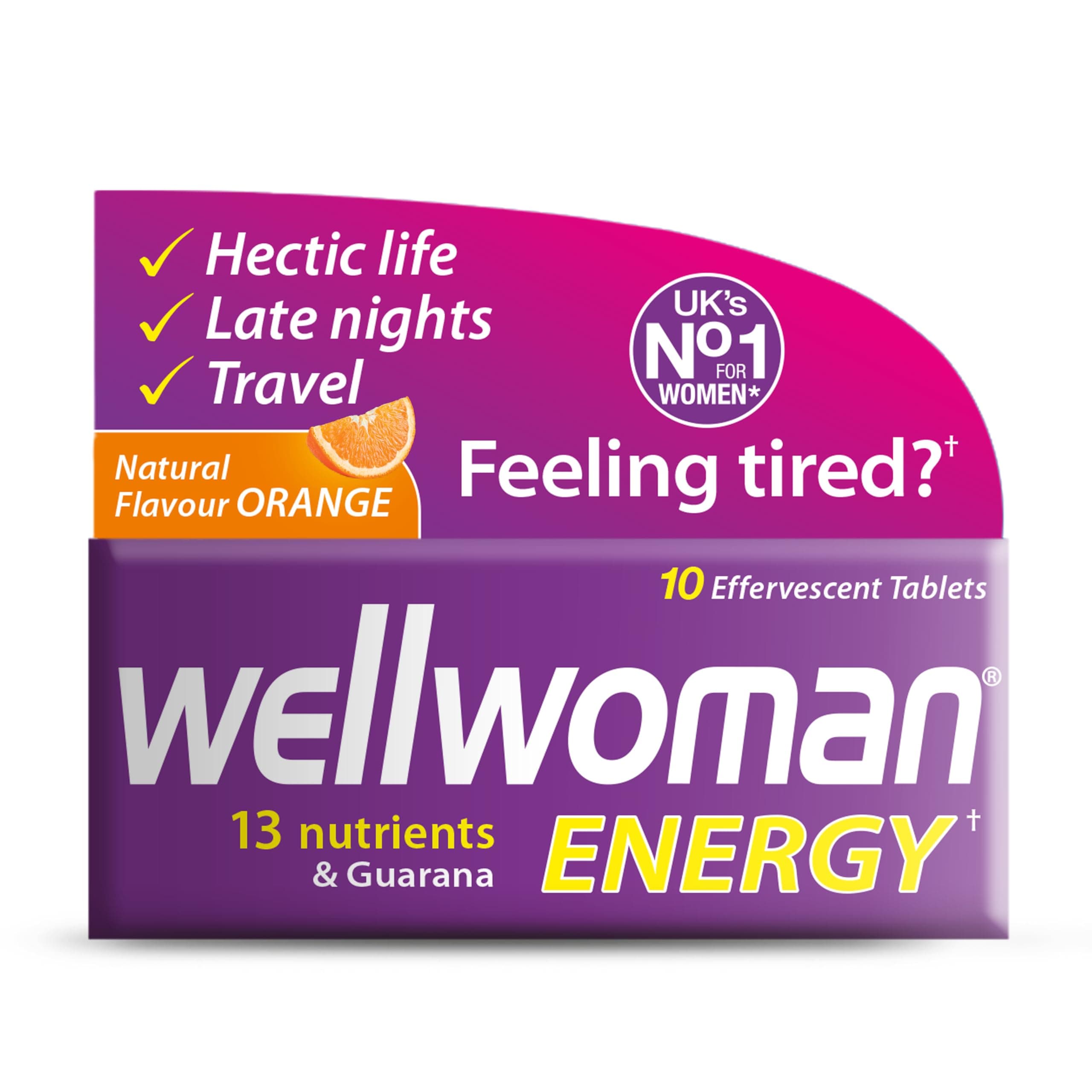Vitabiotics Wellwoman Energy Natural Orange Flavour (10 Tablets)
