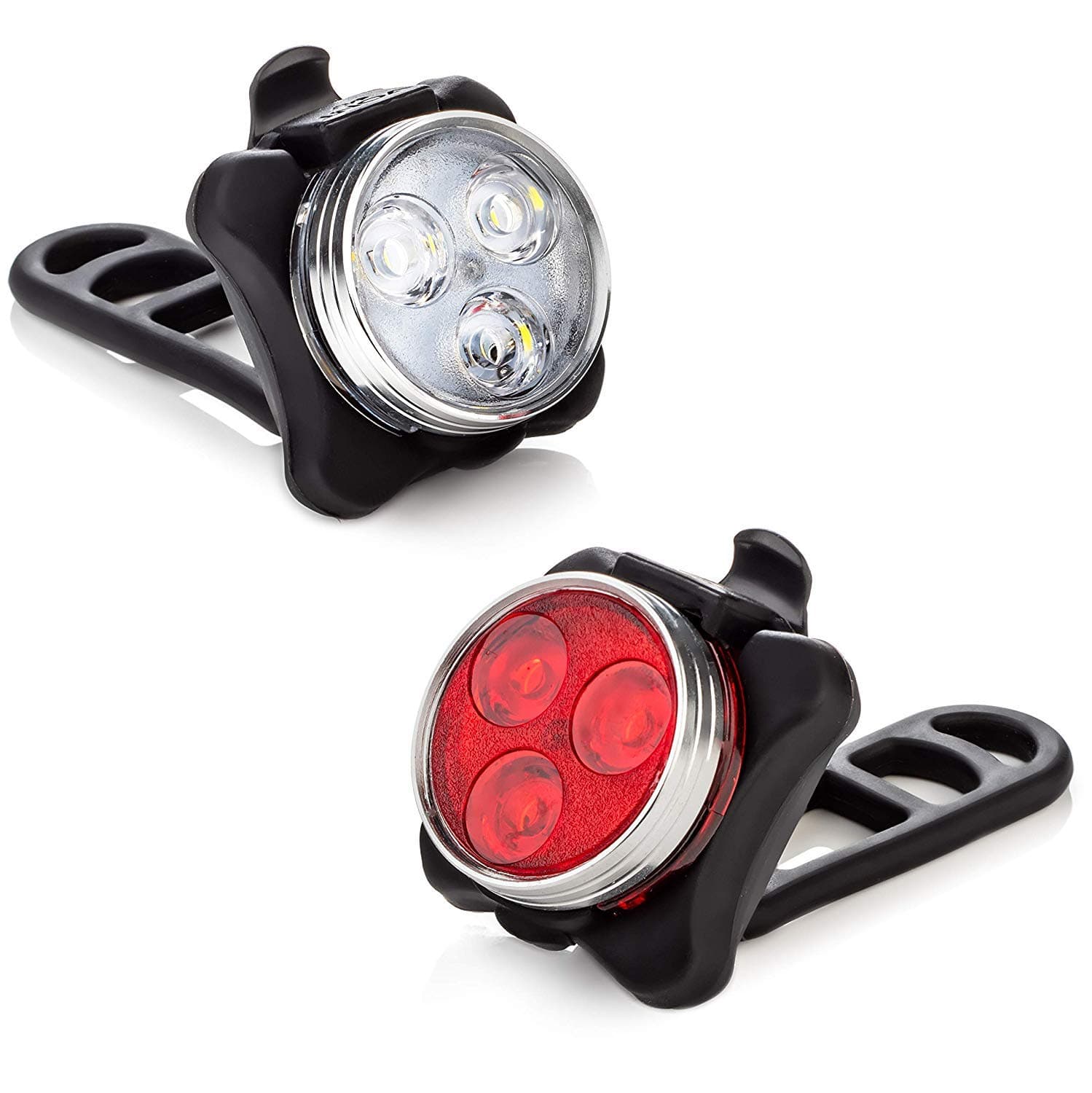 DELEE Rechargeable Bike Light Set,Super Bright Front Headlight and Free Rear LED Bicycle Light,2X Longer Battery Life,4 Light Mode Options