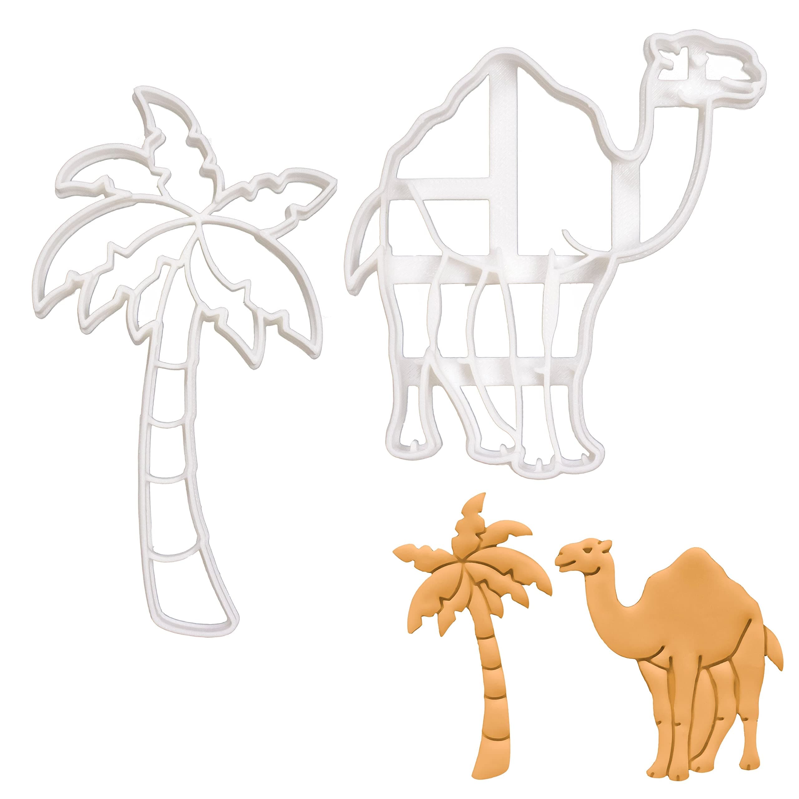 Set of 2 Desert themed cookie cutters (Designs: Camel and Palm Tree), 2 pieces - Bakerlogy