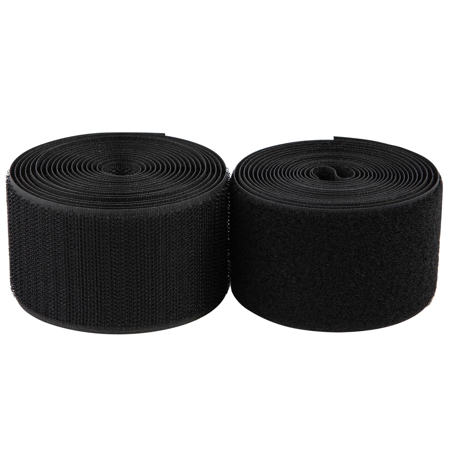 2 Inch Sew on Hook and Loop Strips | Easy to Sew | Excellent Grip | Non-Adhesive Back Nylon Fabric Fastener Strips for Clothing Sewing Crafts and DIY Projects, Black, 2in x 3yd