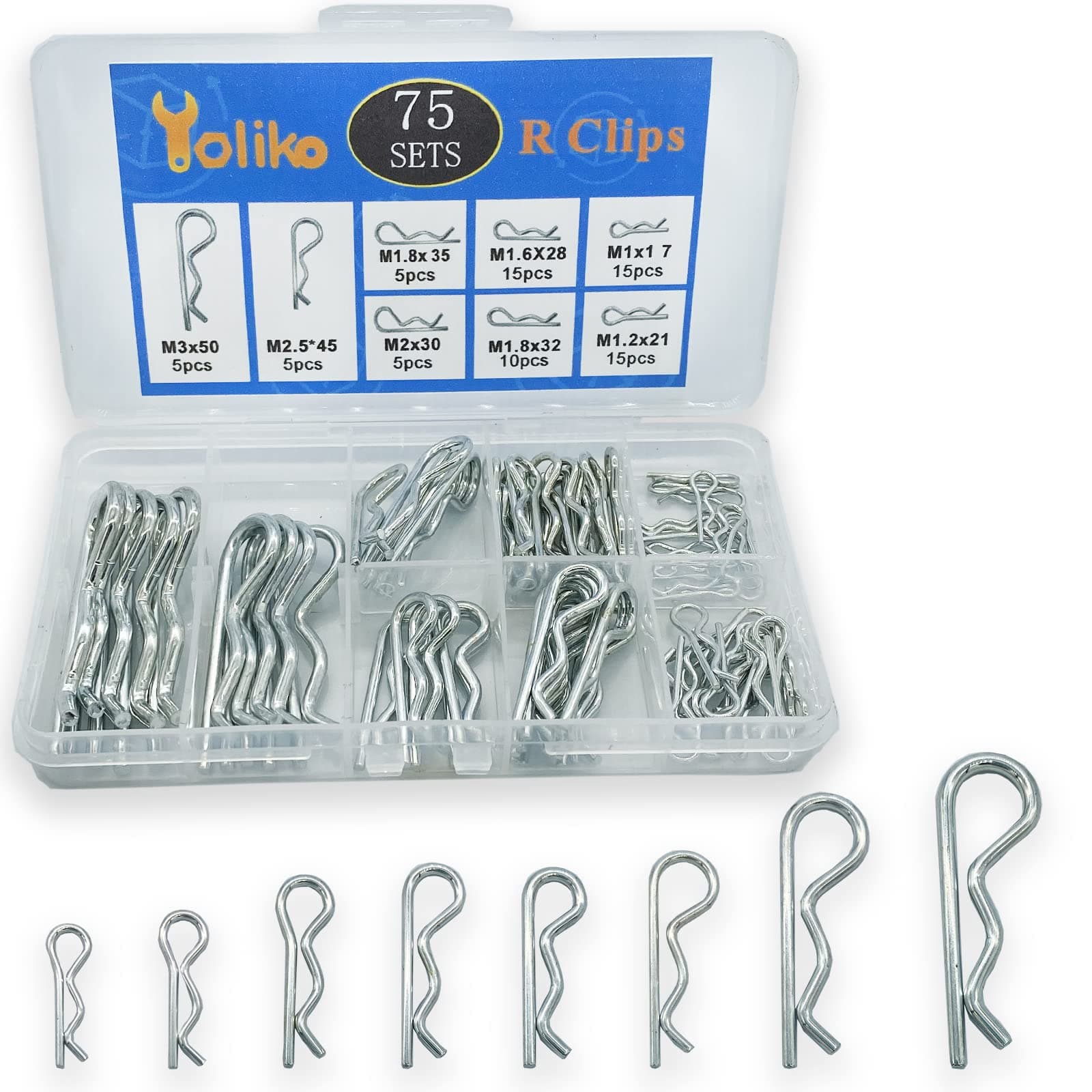 75 Pcs Hitch Pin Clip R Clips Retaining Pins Tractor Cotter Pin Hair Pin Assortment Spring Clip Retainer Pins Hitch Keeper Pins Kit for Dolly Pins/Trailer Pin Clips/Hand Ttruck Pin Replacement