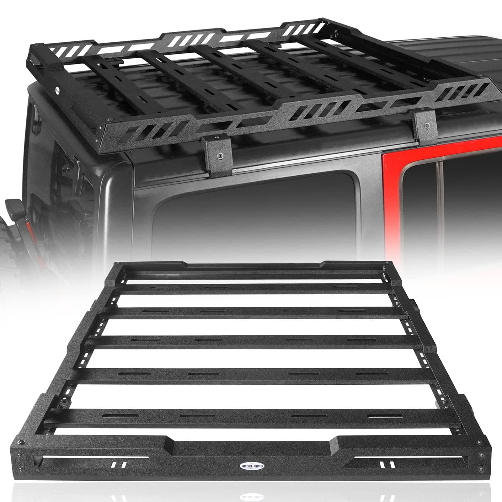 Hooke Road Roof Rack Cargo Basket Crossbar for 2018 2019 2020 2021 2022 2023 Jeep Wrangler JL 2 or 4 Doors & Gladiator JT (Hard Top Only)