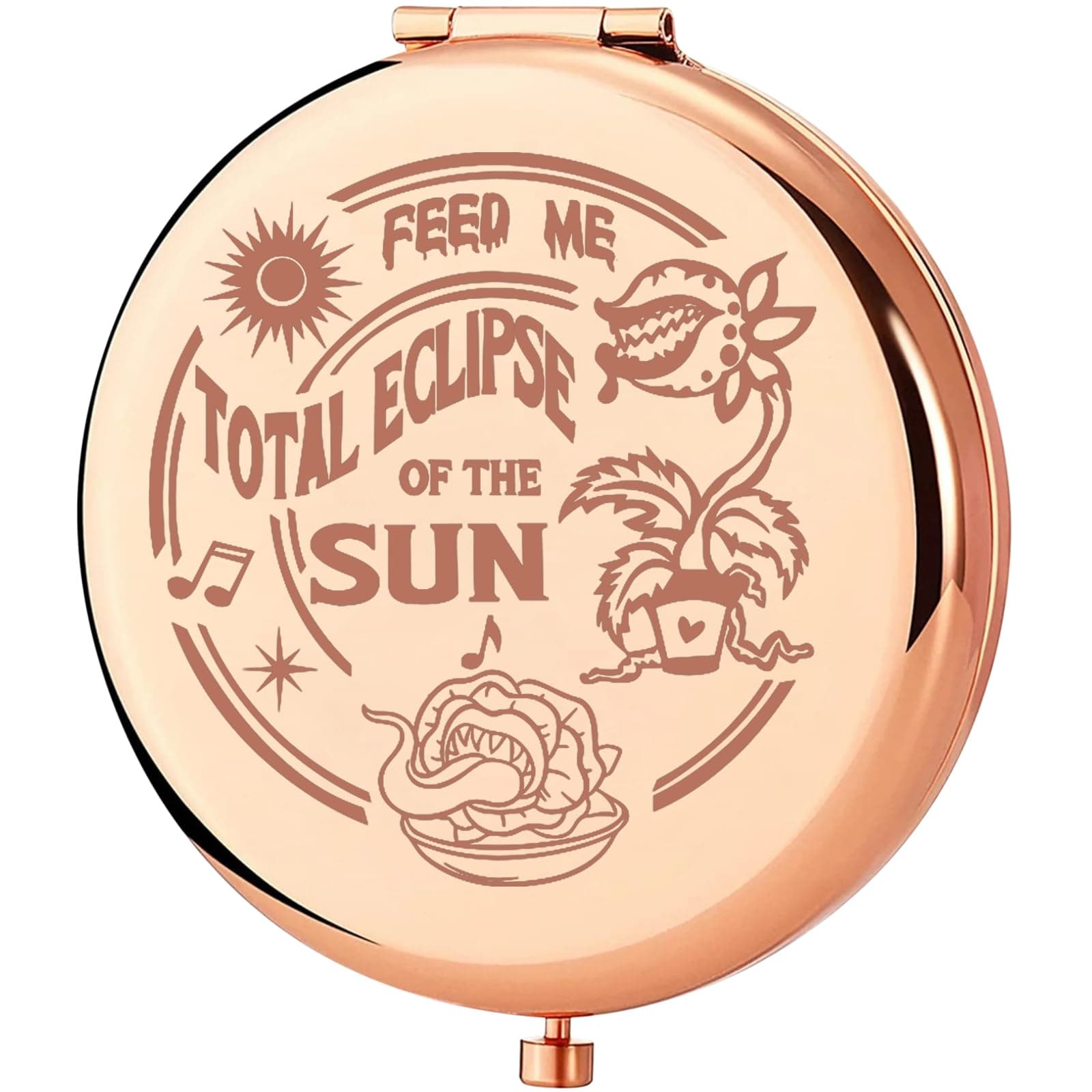 Little Shop of Horrors Musical Pocket Mirror Theatre Musical Gifts Total Eclipse of The Sun Compact Makeup Mirror Broadway Little Shop of Horrors Merch (Total Eclipse-RG)