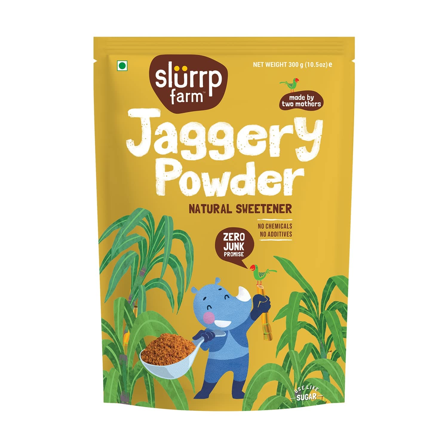 Slurrp Farm Jaggery Powder | Pure & Natural Cane Sugar Alternative | Unrefined Raw Gur Sweetener | Adds Rich Flavor to Tea, Coffee, Baking & Desserts | 10.58 Oz (300g)