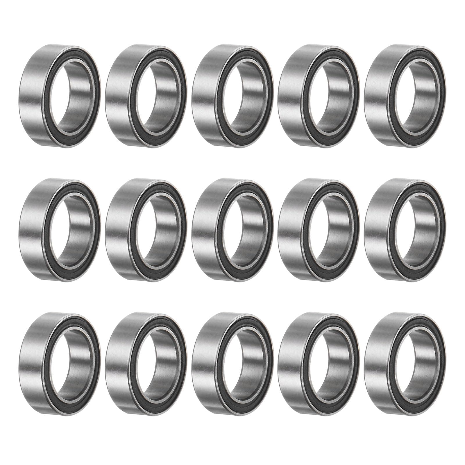 uxcell 15pcs MR128-2RS Deep Groove Ball Bearings 8x12x3.5mm Chrome Steel Miniature Bearing Double Sealed Precision Bearings, P6 (ABEC 3)