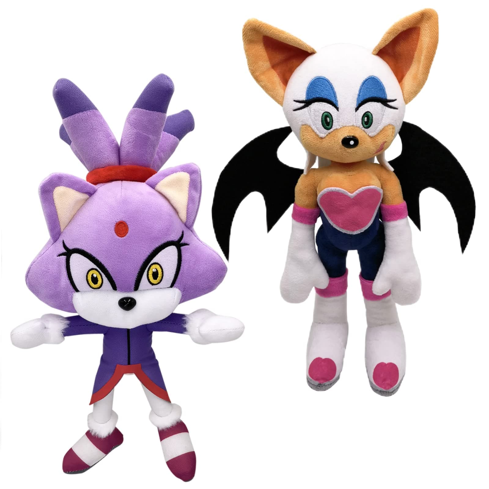 Sonic Blaze Cat Plush, Rouge The Bat Plush, Plushies for Fans and Children's Birthday Halloween (2 pcs)