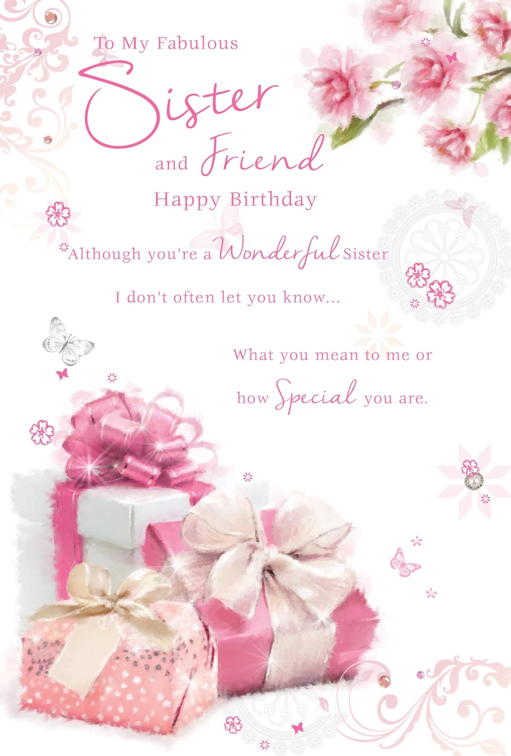 STUNNING BEAUTIFULLY WORDED TO MY FABULOUS SISTER BIRTHDAY GREETING CARD