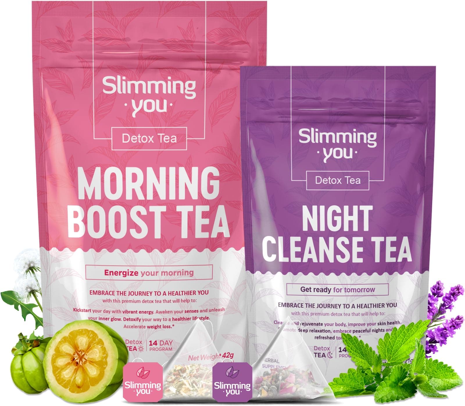 TAOISTEA 14 Day Detox Tea for Weight Loss, Body Cleanse, Metabolism Boost - Morning Boost and Night Cleanse Teas