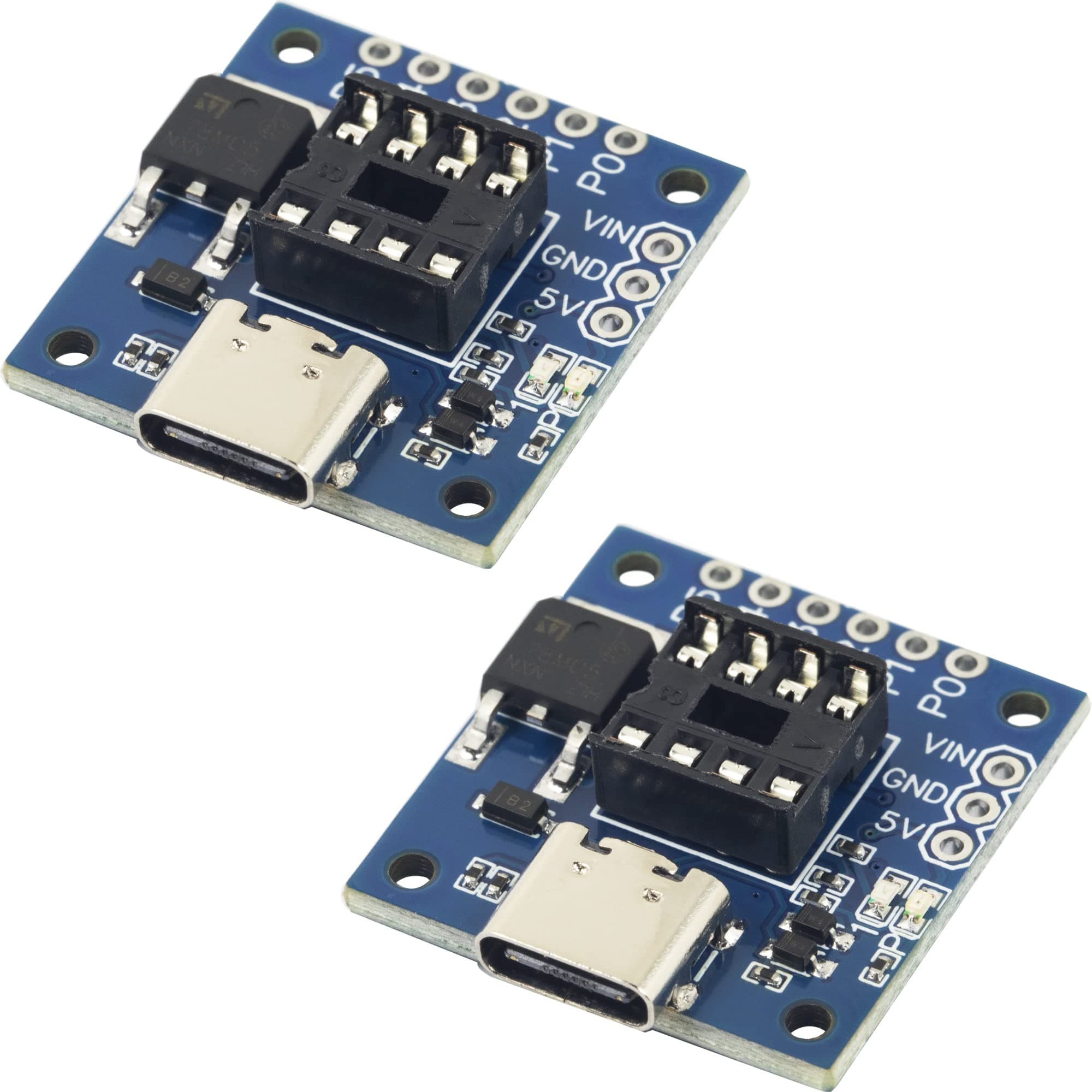 USB Type C Pluggable Development Board for Attiny85/Attiny13A/Attiny25/Attiny45 Programming Editor Connector Replacement for Digispark Compatible with Arduino Module (2 pcs)
