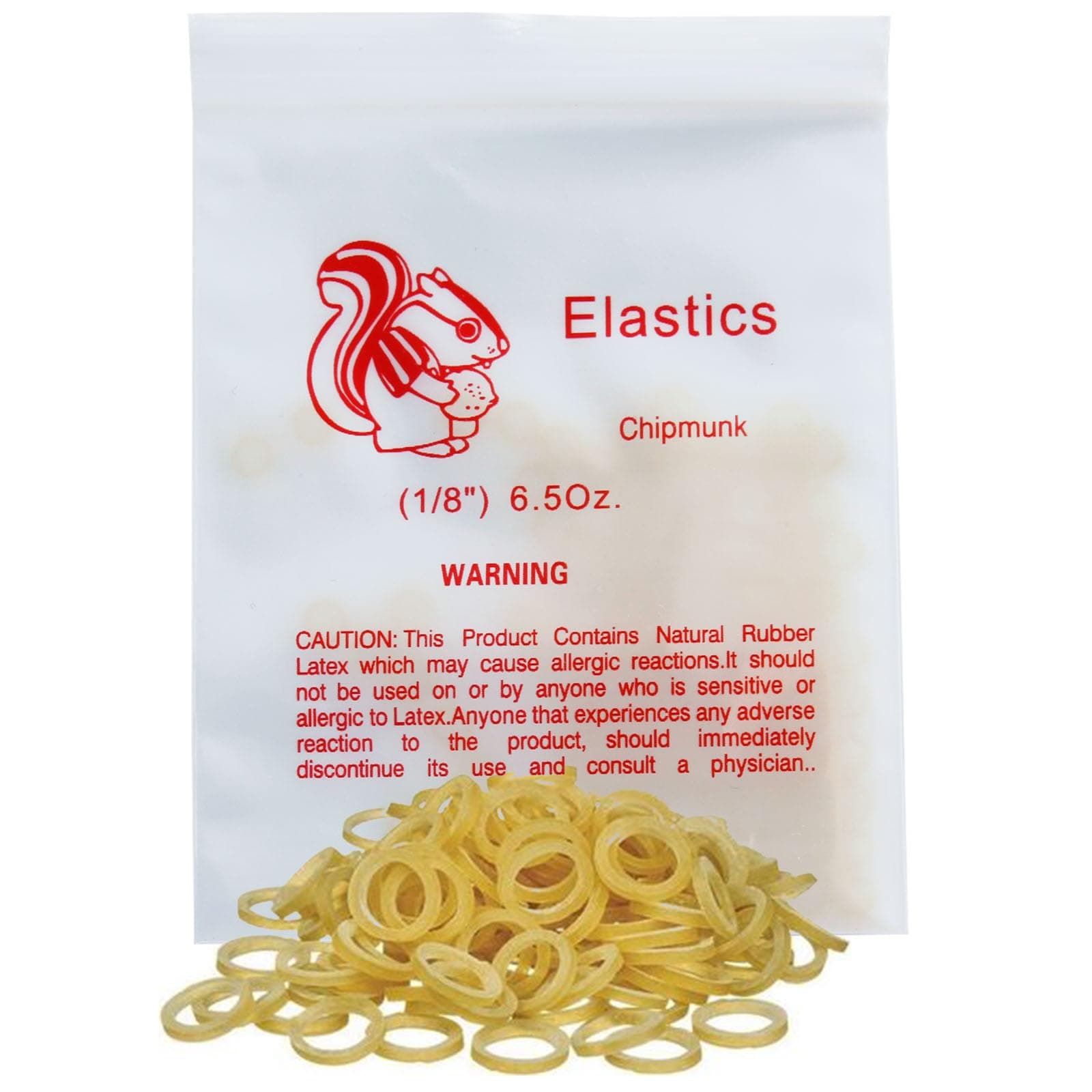 100 Pack Orthodontic Elastics Dental Rubber Bands Intraoral Elastic Bands Red Chipmunk(Heavy, 6.5 Oz, 1/8'')
