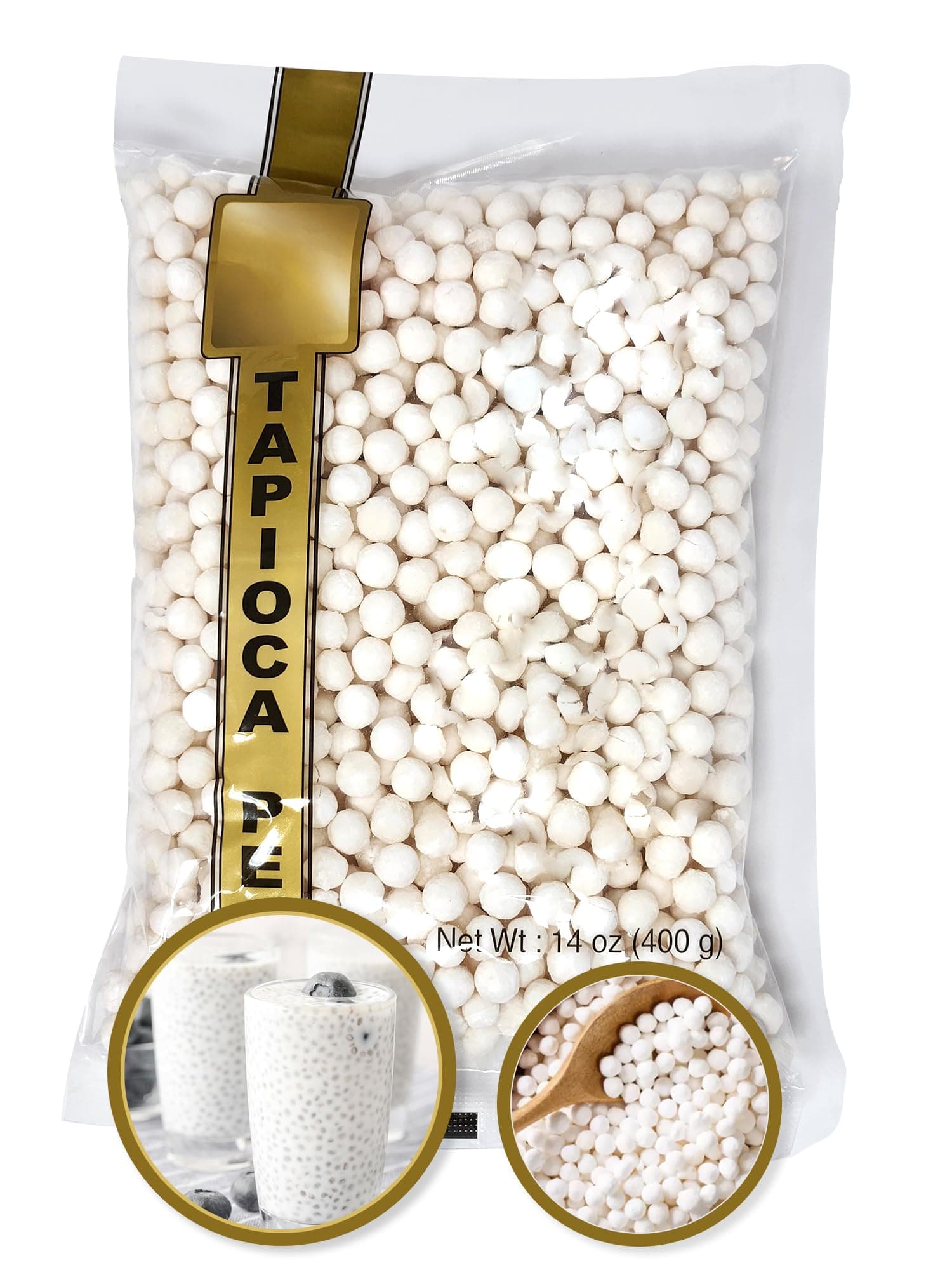 Large Tapioca Boba Pearls Big Sago Balls from Cassava - Best for Bubble Boba Milk Tea, Tapioca Pudding, Desserts, Soup or Sauce Thickening