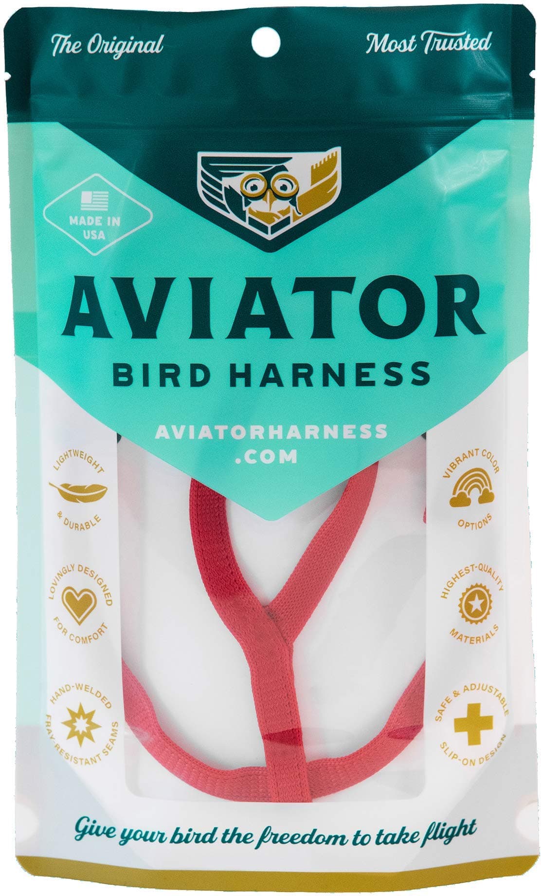 The AVIATOR Pet Bird Harness Medium Red