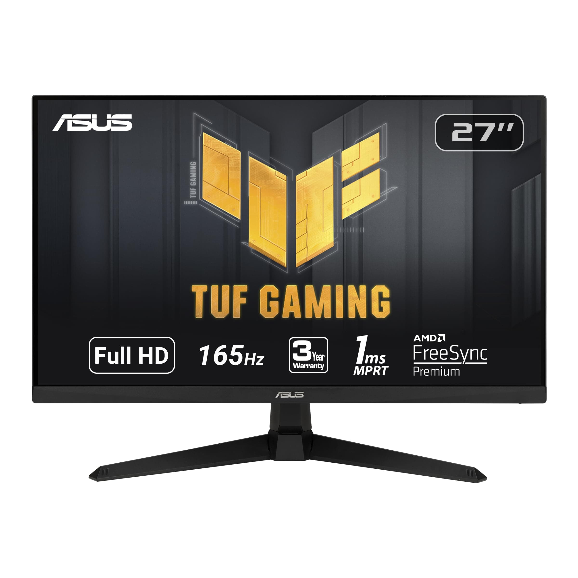 TUF Gaming 27 Inch Gaming Monitor - Full HD, 1080P, 165Hz (Supports 144Hz), 1ms, Extreme Low Motion Blur, FreeSync Premium, Shadow Boost, Eye Care, HDMI, DisplayPort, Tilt Adjustable - VG277Q1A