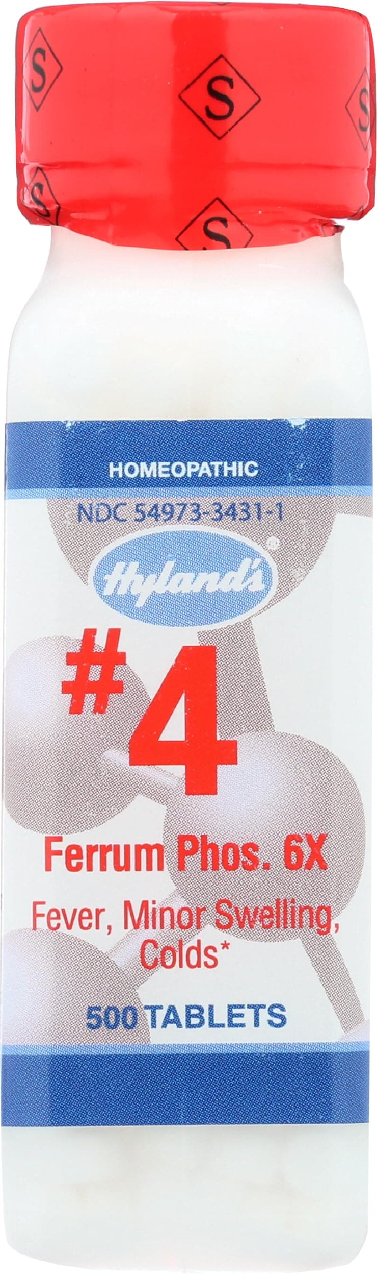 Hyland's Decongestant and Sinus Relief, Inflammation Supplement, Natural Relief of Cold and Fever Symptoms, Hyland's #4 Cell Salt Ferrum Phos 6X Tablets, 500 Count