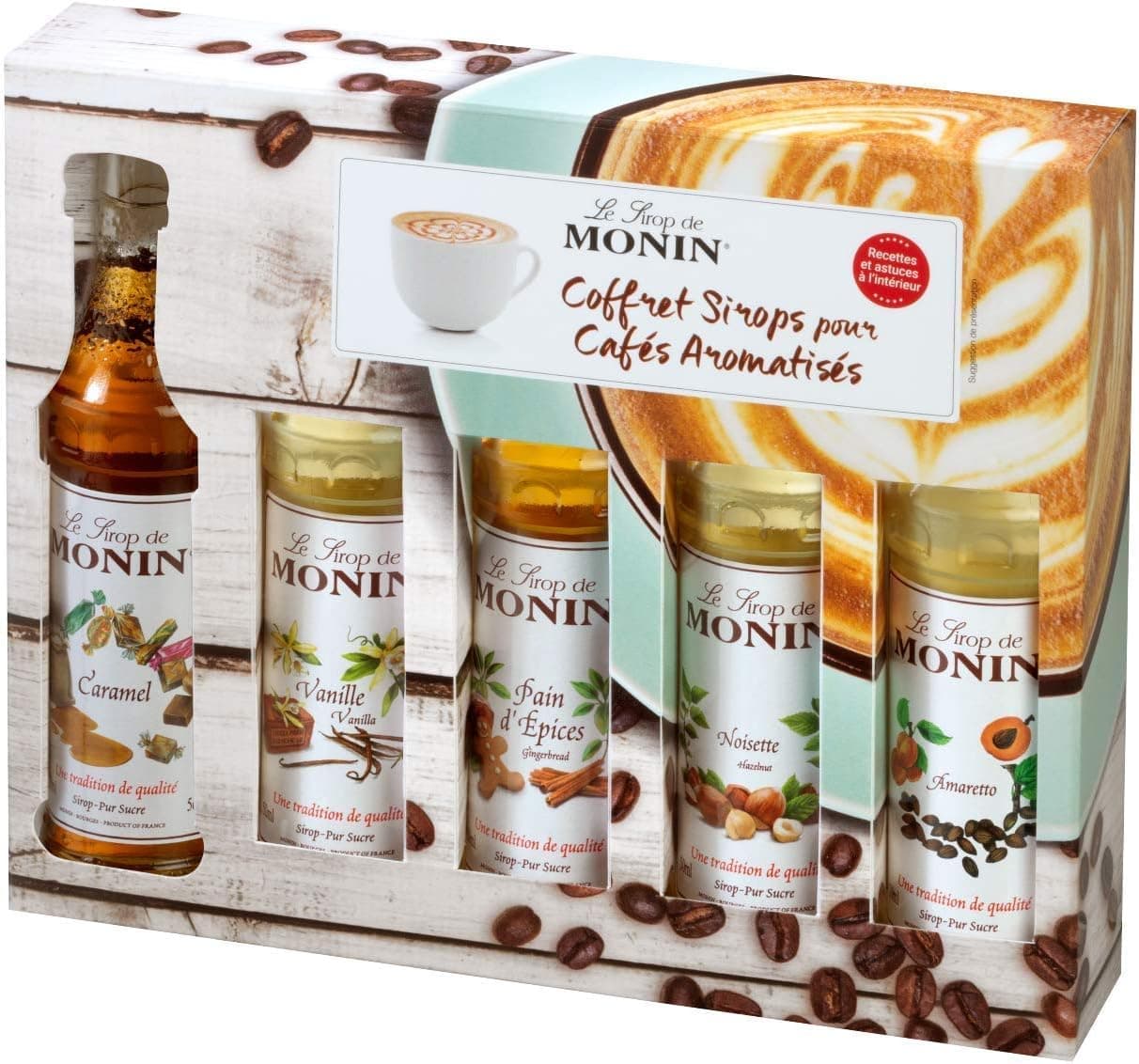 Coffee Syrup Gift Set 5x5cl. Perfect for Flavoured Coffees, Hot Chocolates and Frappes. Vegan, Natural Flavours 1x Vanilla, 1x Caramel, 1x Hazelnut, 1x Amaretto, 1x Gingerbread Syrup for Coffee.