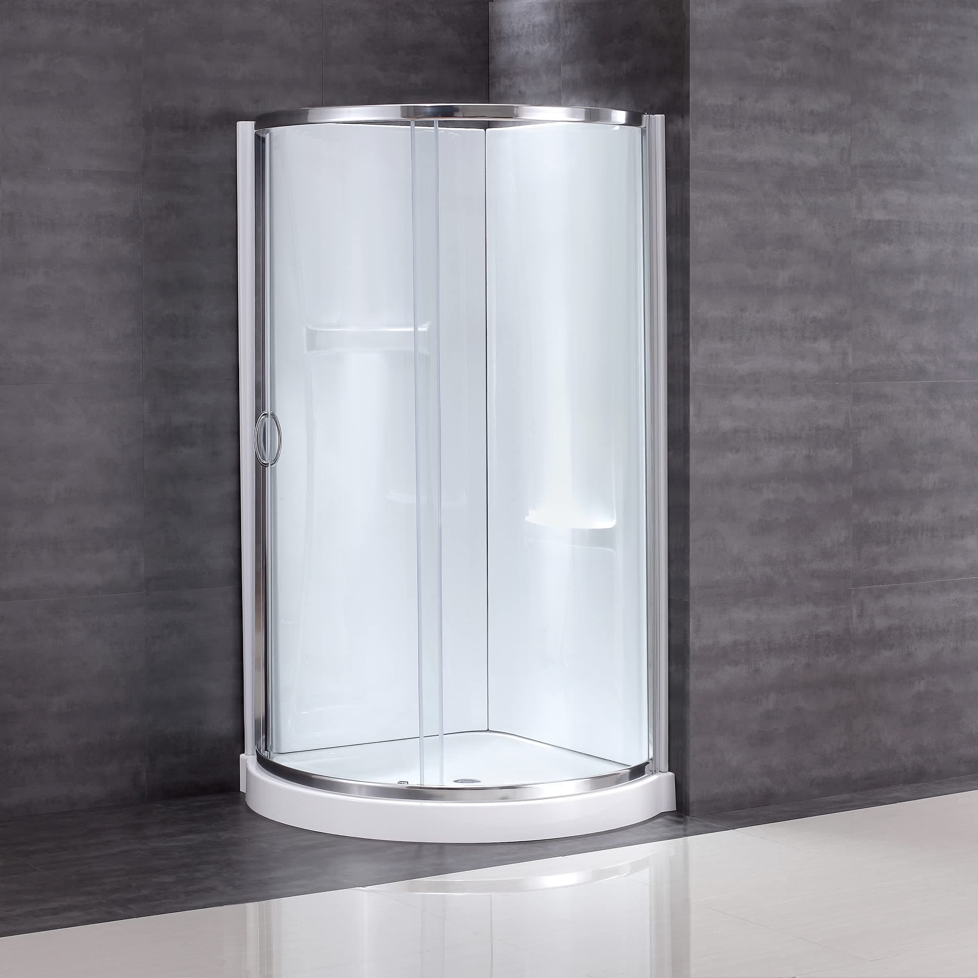 OVE Decors Breeze 32 in. Corner Shower Sliding Door, With Included Walls and Base, Clear Glass and Chrome Finish