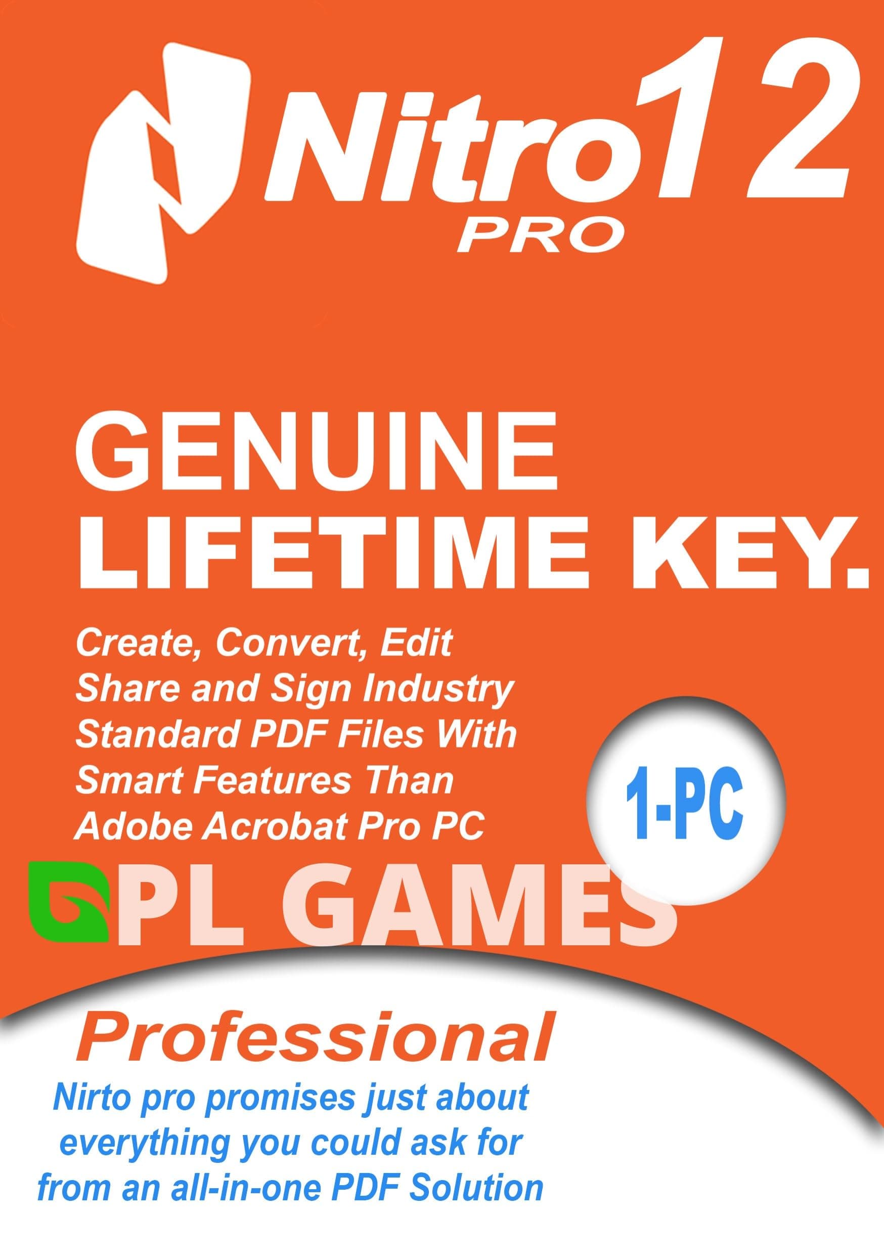 JaxKing Nitro PDF 12 Pro Genuine PDF Editing Software (Lifetime / 1 PC) (Instant Delivery)