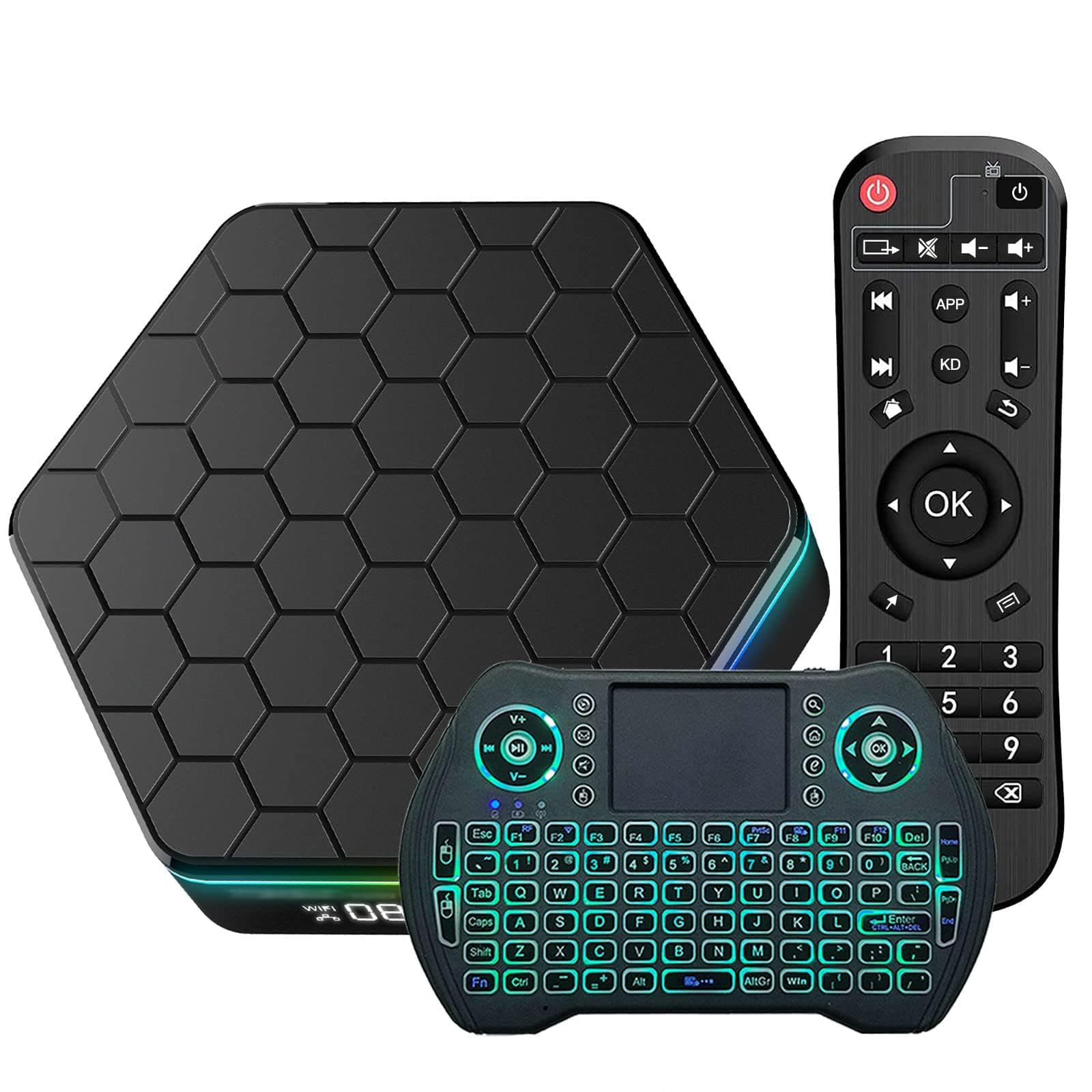 Android TV Box 12.0 Support WIFI6 2.4/5G WiFi BT5.0 with Mini Wireless Keyboard