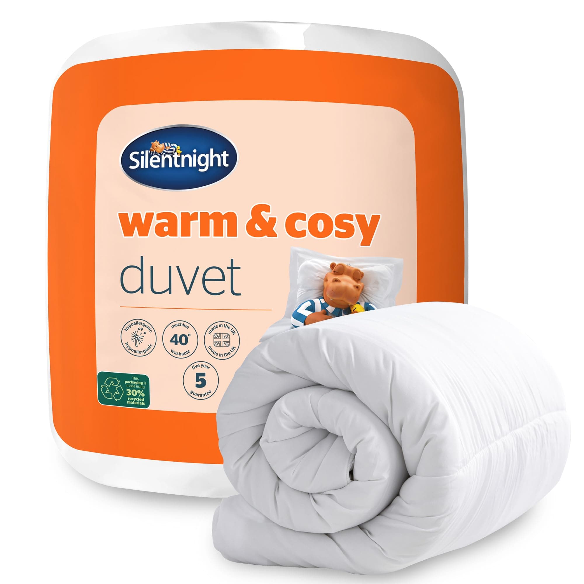 Silentnight Warm & Cosy 15 Tog Single Duvet - Soft Fluffy Microfibre Filled Winter Duvet - Machine Washable Quilt with Soft Touch Polyester Cover