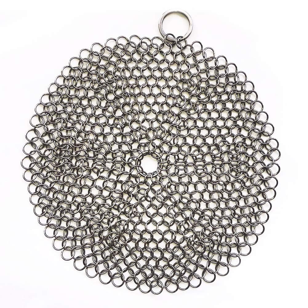 316 Premium Stainless Steel Cast Iron Cleaner, Chainmail Scrubber for Cast Iron Pan Pre-Seasoned Pan Dutch Ovens Waffle Iron Pans Scraper Cast Iron Grill Scraper Skillet Scraper HOVhomeDEVP
