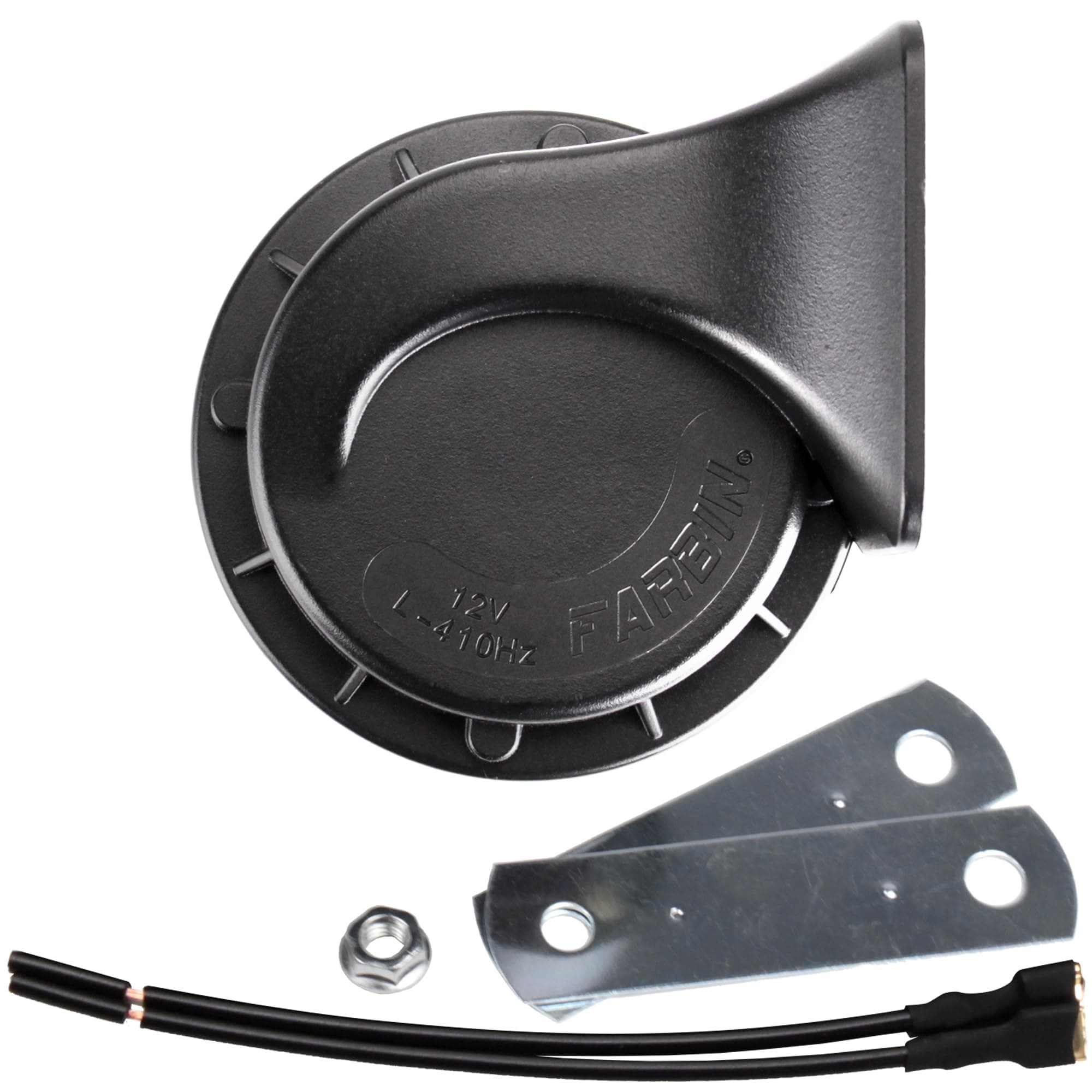 FARBIN Compact Horn 12V Car Horn Loud Low-Tone 410HZ Waterproof Universal for Any 12V Vehicles