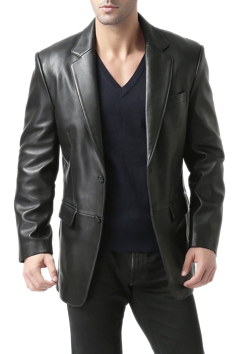 BGSD Men Richard Classic Leather Blazer Sport Coat Jacket (Also available in Big and Tall and Short)