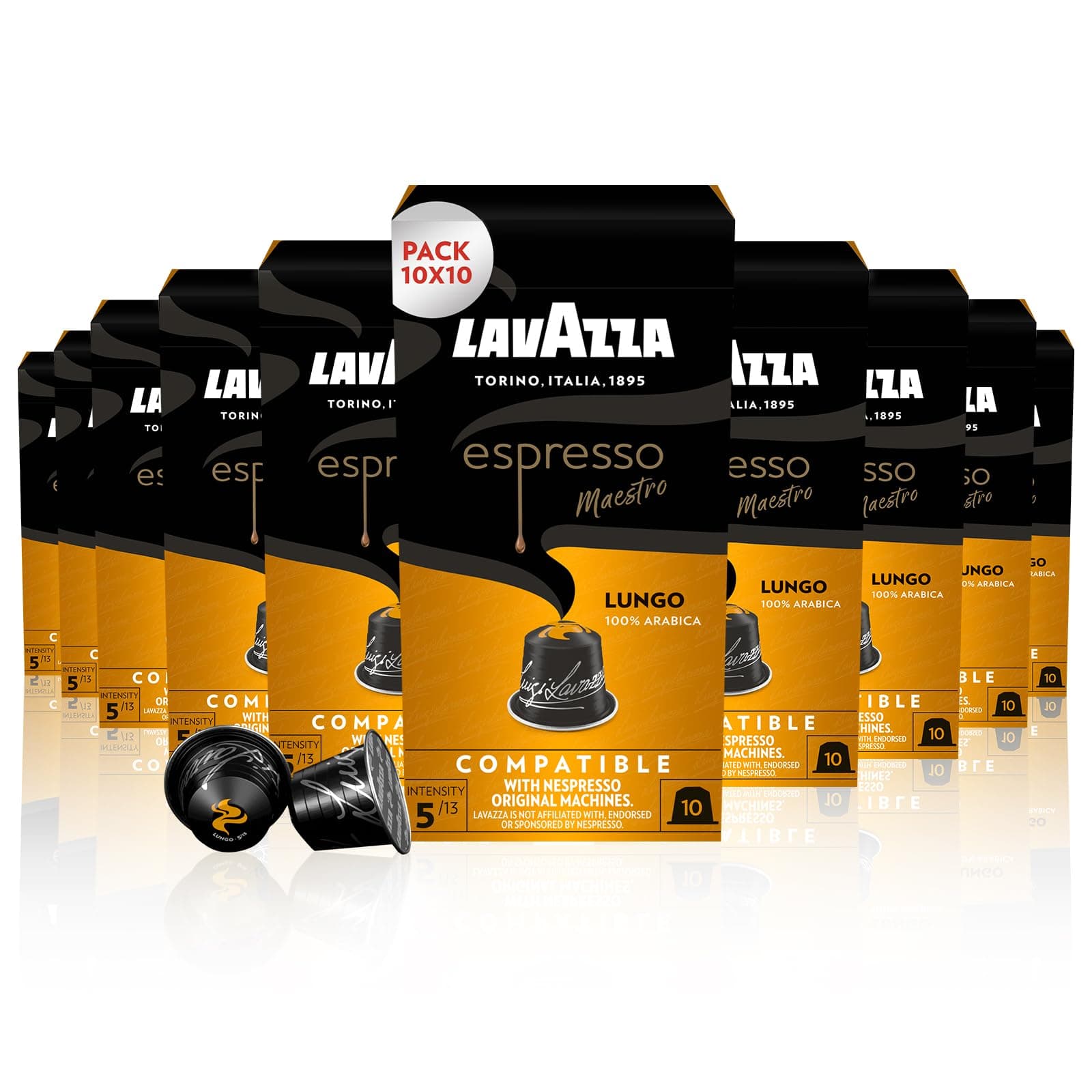 Lavazza, Espresso Maestro Lungo, 100 Aluminium Capsules Compatible with Nespr...