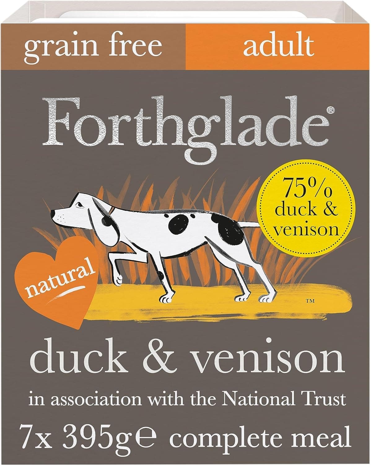 Wet Dog Food, National Trust (7 x 395g Trays) - Grain Free & Hypoallergenic Dog Food, Adult 1 Year+ with Duck & Venison, Stomach Sensitive Meals with Natural Ingredients