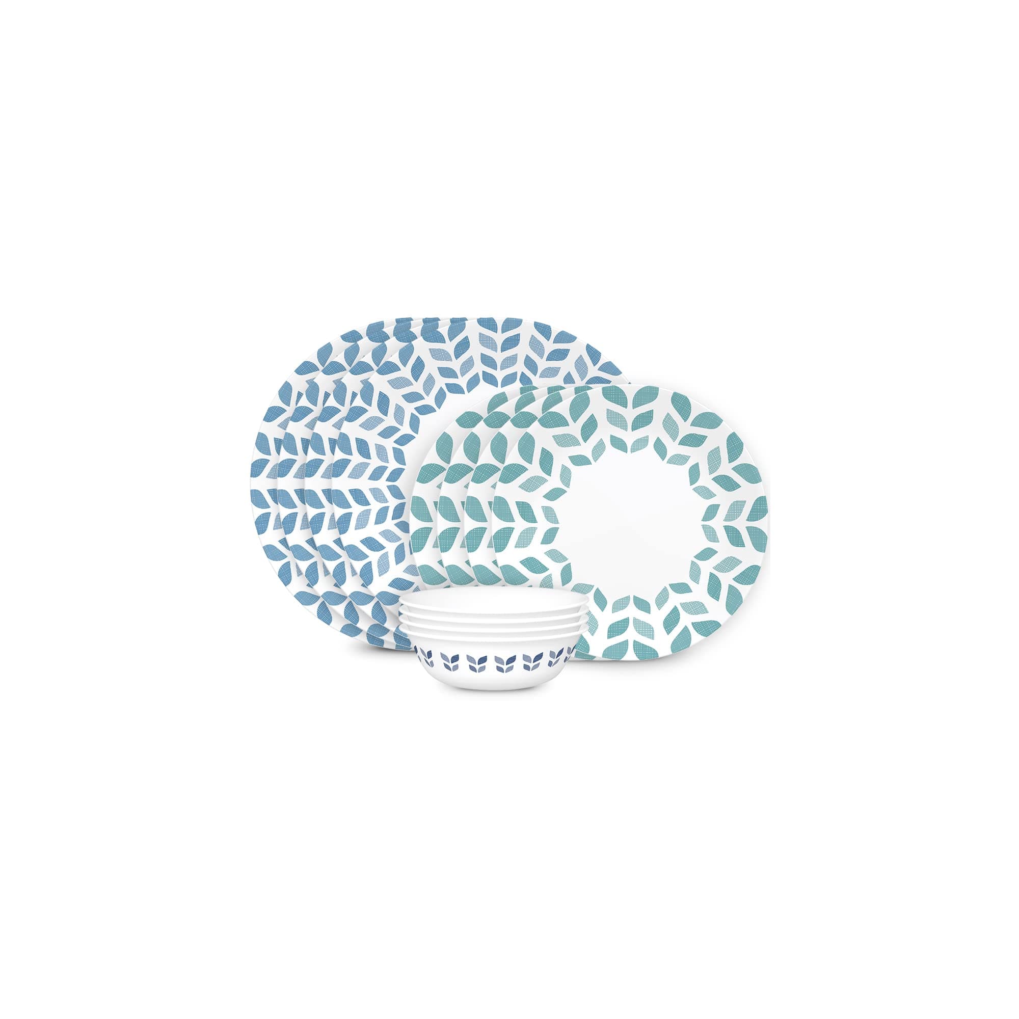 Vitrelle Glass Dinnerware Set, Chip & Crack Resistant Triple Layer Glass, 12-PC Dinnerware Set, Northern Pines