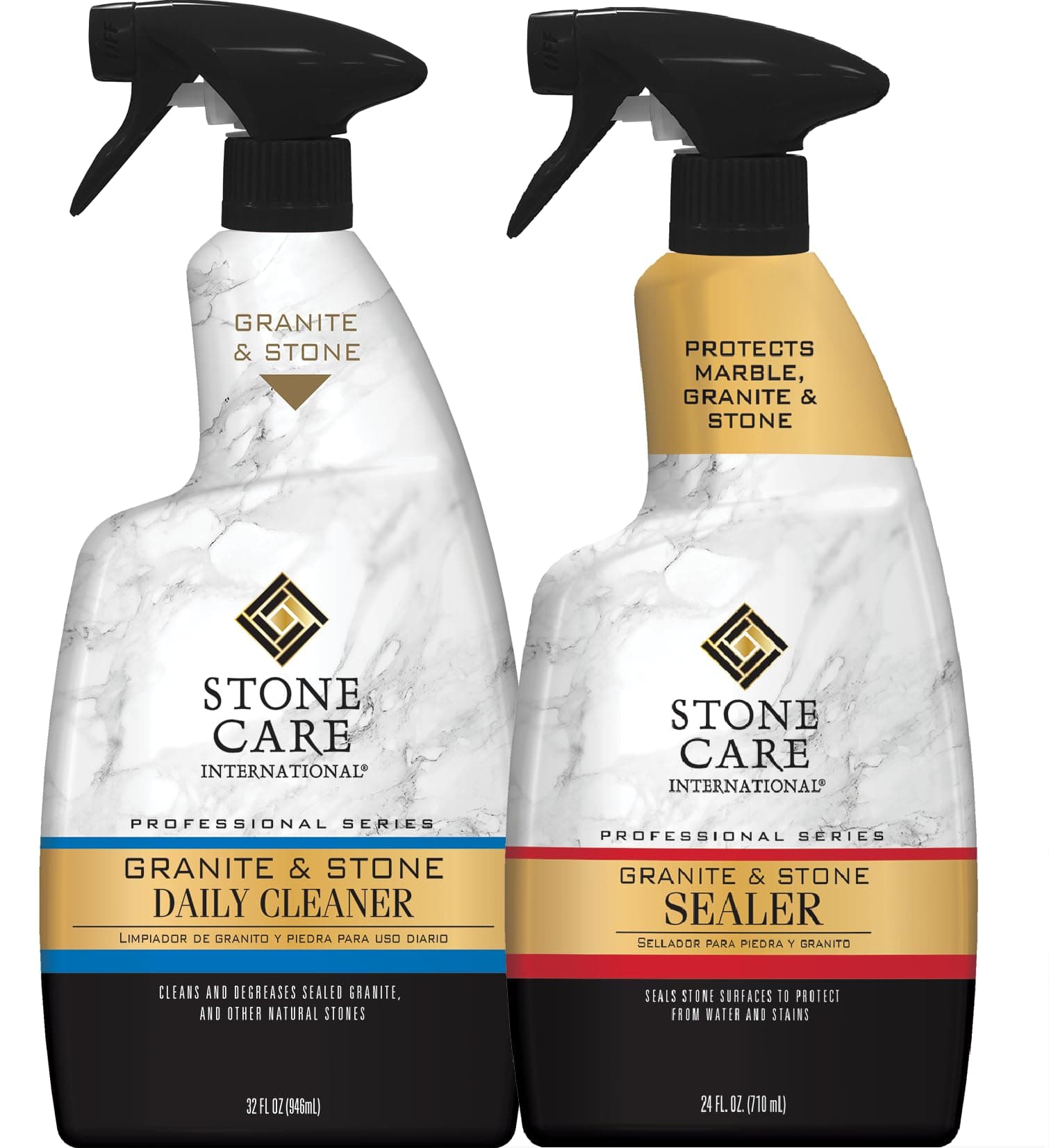 Daily Cleaner/Polish & Sealer Stone Care Kit for Granite, Quartz, Quartzite, Limestone Countertops - No residue, Superior Protection