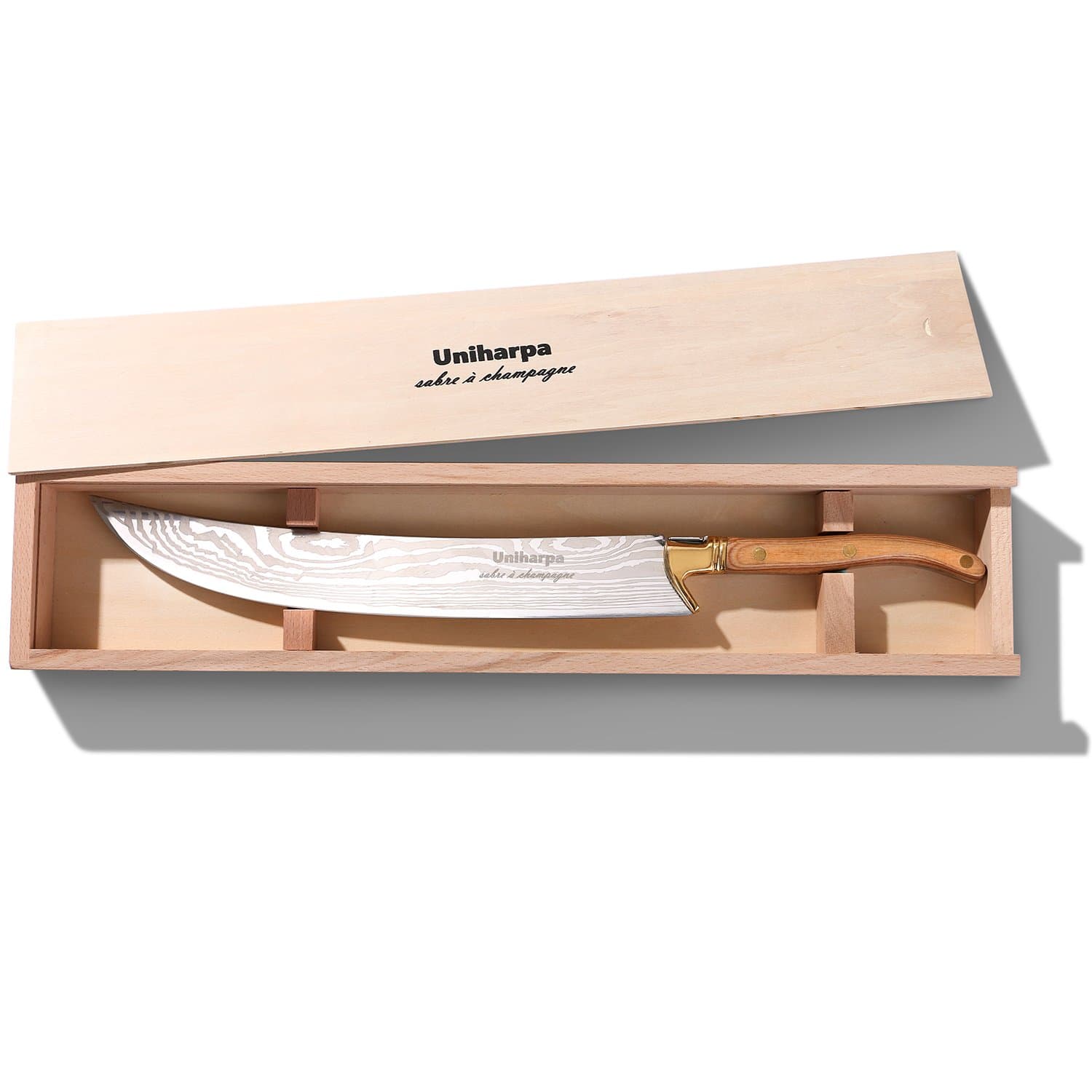 Champagne Saber Sword with Wooden Gift Case,Stainless Steel Blade - Premium Saber for Champagne Bottle Opening, Ideal Champagne Cork Knife & Champagne Themed Gifts for Wedding and Christmas